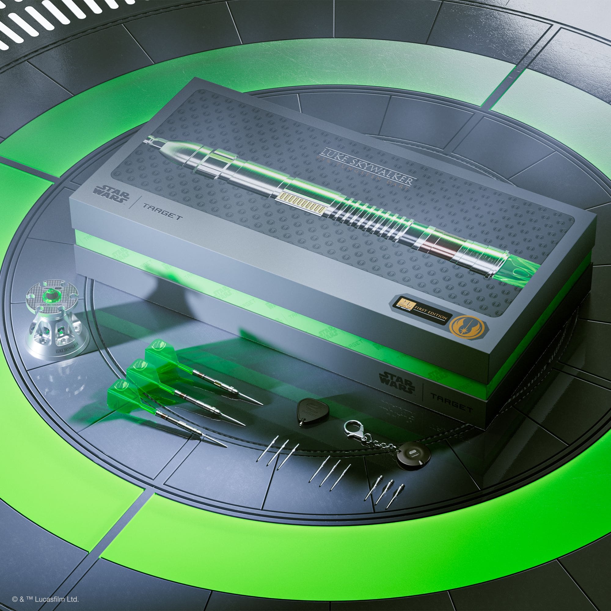 Target Star Wars Luke Skywalker Jedi Knight Lightsaber Limited First Edition Darts - 24g Abgebildet sind die Target Star Wars Luke Skywalker The Jedi Knight Light Saber Limited Edition Steeldarts - 24g. Diese Darts wurden dem Lichtschwert von Luke Skywalker nachempfunden.