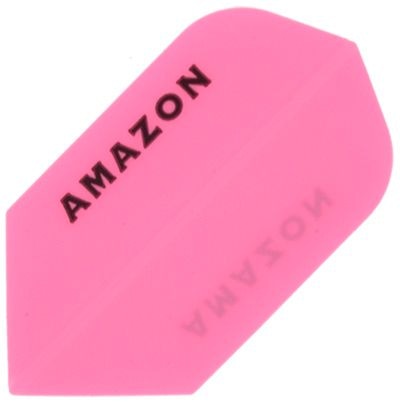 a27517f949d7d0eb Auf dem Bild ist ein pinkes Dart-Flügelchen mit der Aufschrift "AMAZON" zu sehen. Es handelt sich um das Produkt "Amazon Flights A27".
