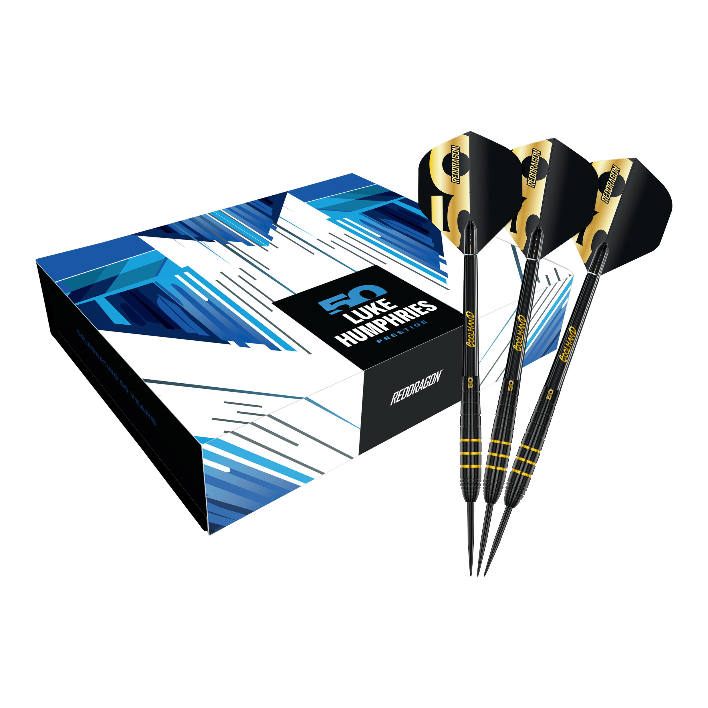 Red Dragon Luke Humphries 50 Years Player Limited Edition Steeldarts - 22g Das Bild zeigt den Red Dragon Luke Humphries 50 Years Player Limited Edition Steeldarts - 22g. Diese Edition ist für Dart-Enthusiasten und Sammler konzipiert.