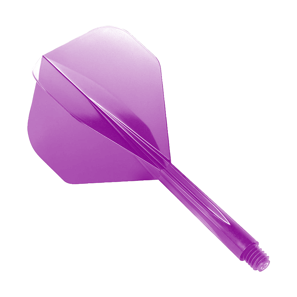 Condor Ax Purple Flight System Standard Auf dem Bild ist ein lilafarbener Dart-Flight mit integriertem Shaft zu sehen. Es handelt sich um das Produkt „Condor Axe Purple Flight-System Standard“.