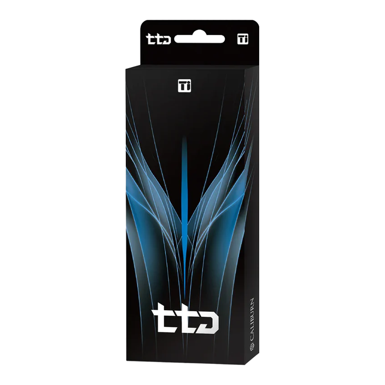 Auf dem Bild sieht man die Caliburn TTD Complete Titanium T2 Black Steeldarts - 6g. Die Steeldarts besitzen ein modernes und elegantes Aussehen.