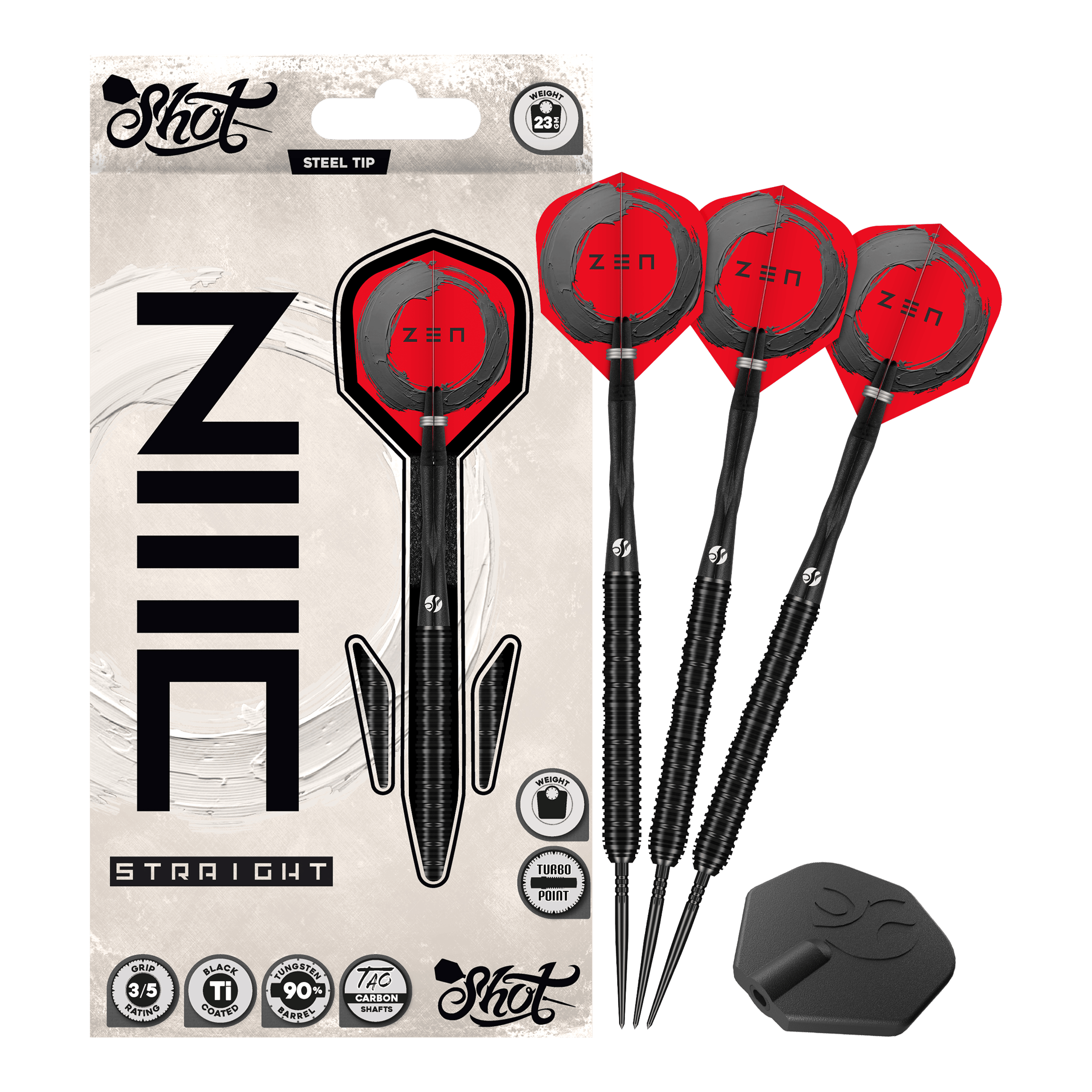 Shot ZEN Straight Turbo Point Steel Darts - 23g