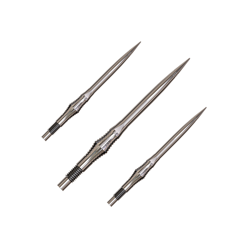 Harrows Quick Point Spire Elite Series Dartspitzen - Silber Spire Silver Elite Serie Dartspitzen in 35mm Länge werden abgebildet. Das Set enthält mehrere Spitzen.