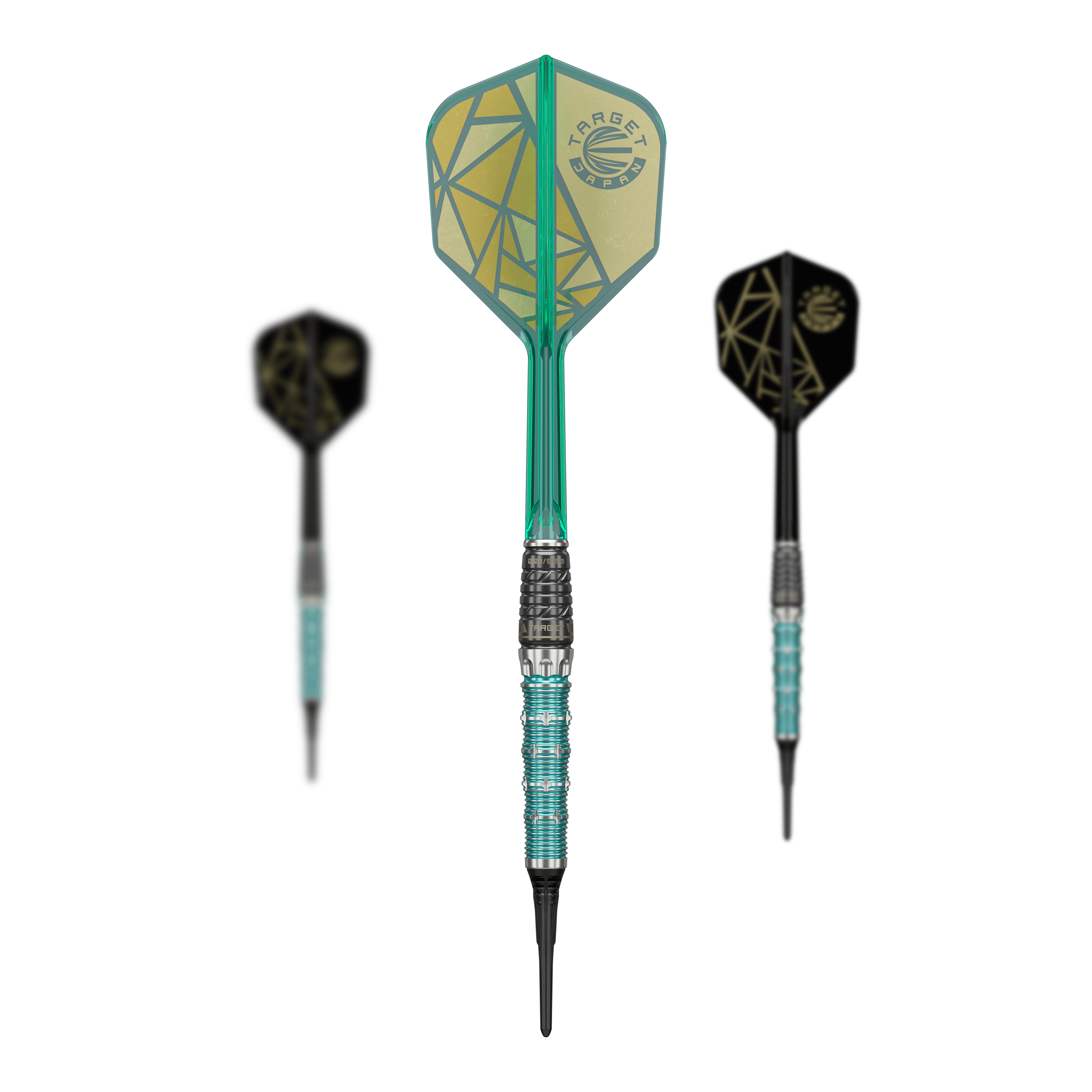 Target Japan The Rising Miracle Combination Limited Edition Softdarts - 21.5g Das Bild zeigt ein komplettes Set Target Japan The Rising Miracle Combination Limited Edition Softdarts. Alle Bestandteile sind zu sehen.