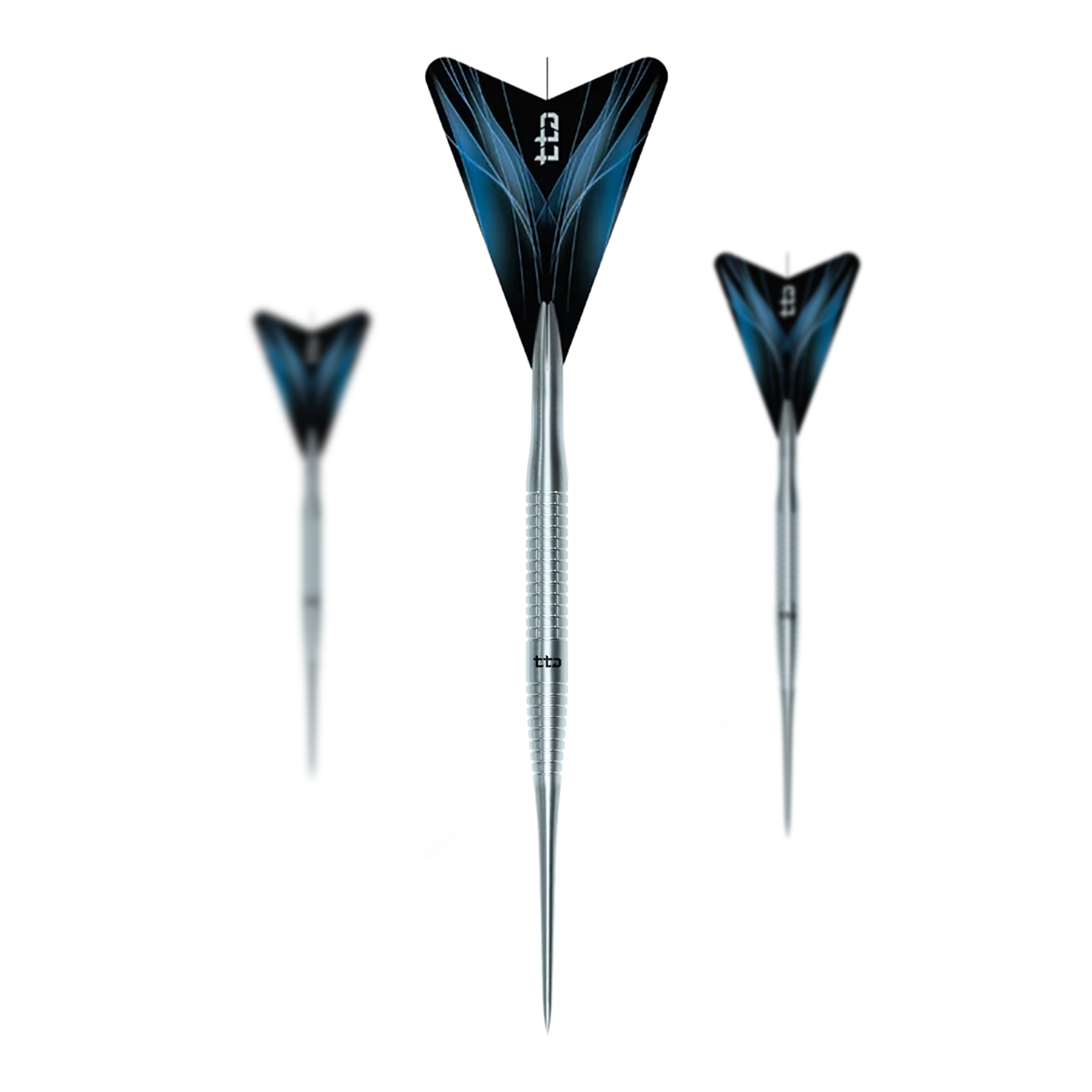 Caliburn TTD Complete Titanium T3 Silver Steeldarts - 7g Zu sehen ist das Set Caliburn TTD Complete Titanium T3 Silver Steeldarts - 7g. Es handelt sich um ein silbernes Dartset aus Titan mit einem Gewicht von 7 Gramm pro Dart.
