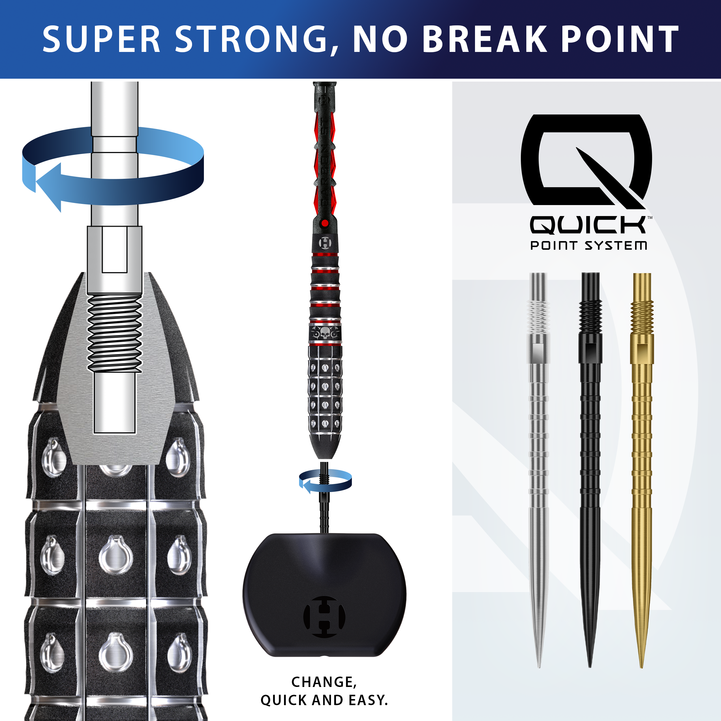 Harrows Quick Point Heavy Metal Dart Tips - Black Harrows Quick Point Heavy Metal Dartspitzen in Schwarz sind abgebildet. Sie werden für das Dartspiel genutzt.