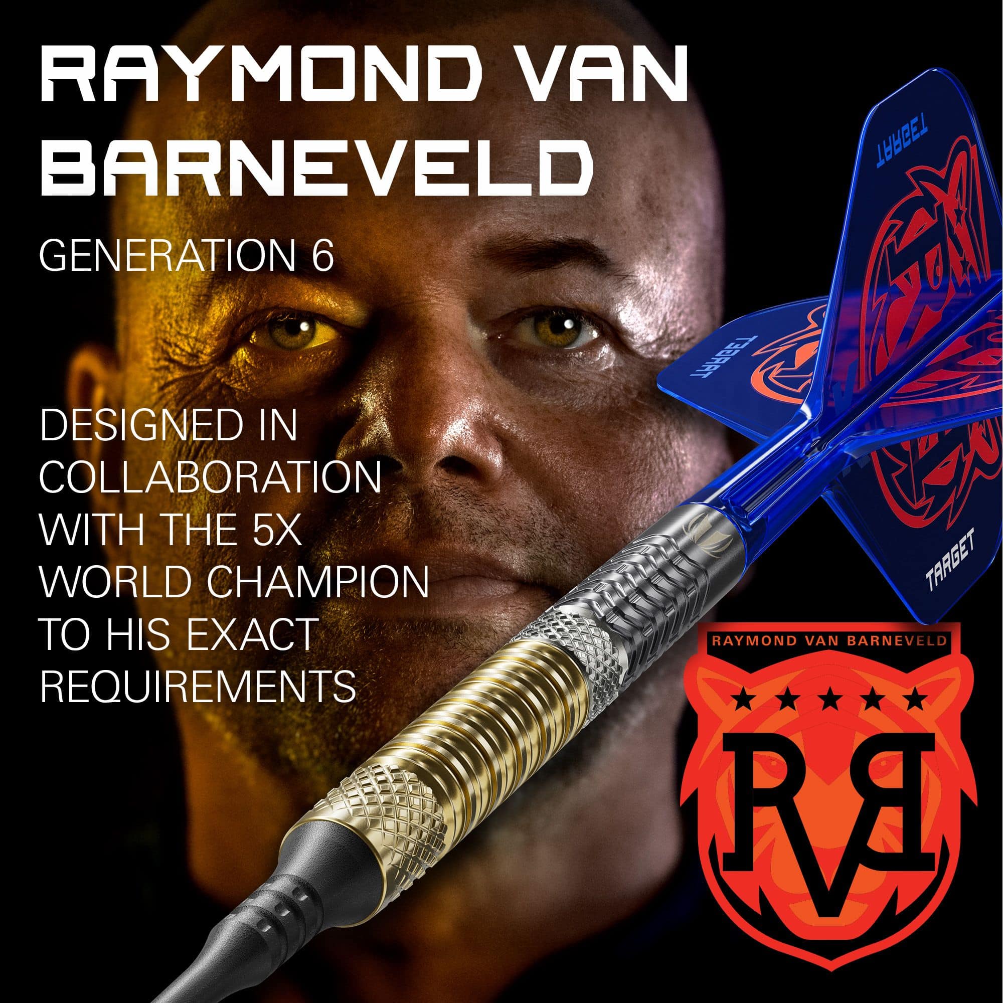 Target Raymond Van Barneveld GEN6 soft darts Abgebildet sind die Target Raymond Van Barneveld GEN6 Softdarts. Diese Darts bieten Präzision und Komfort beim Spiel.