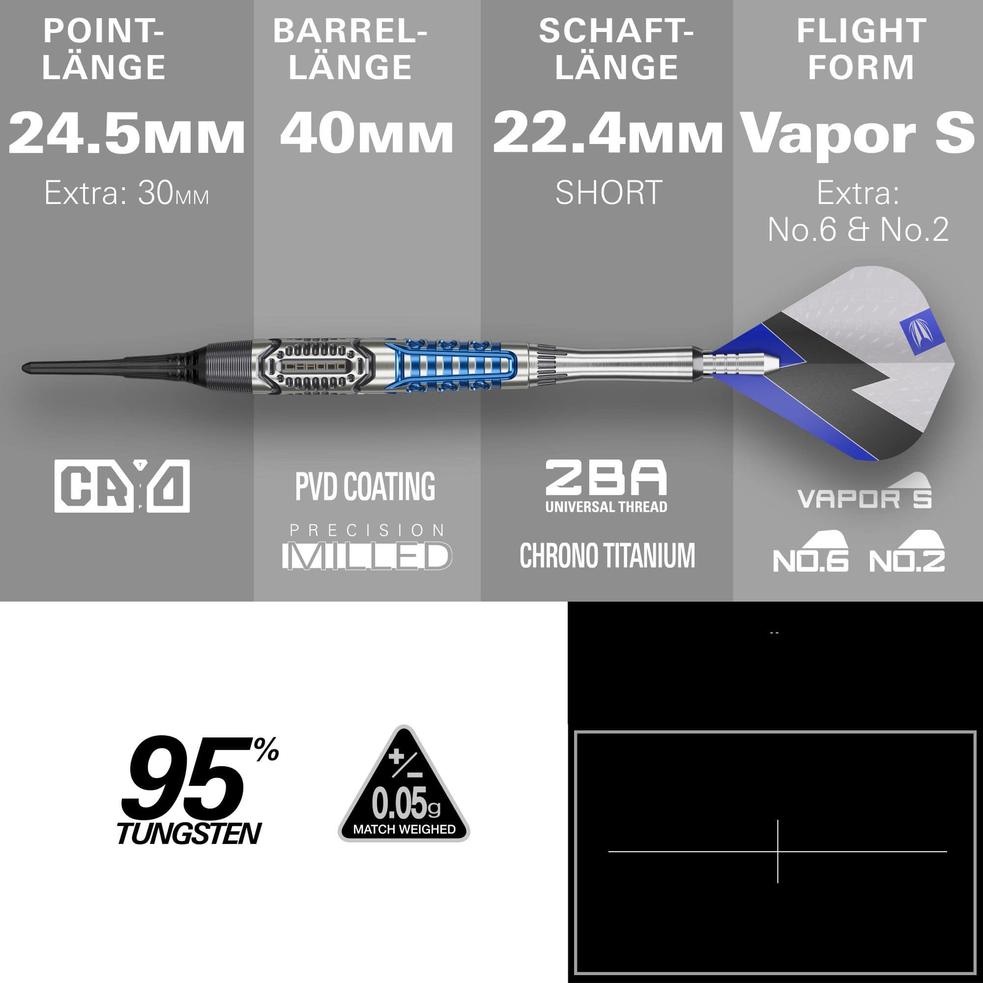 Target Phil Taylor Power X Chrono soft darts Abgebildet ist das Produkt Target Phil Taylor Power X Chrono Softdarts. Die Darts haben ein modernes Design mit auffälligen Details.