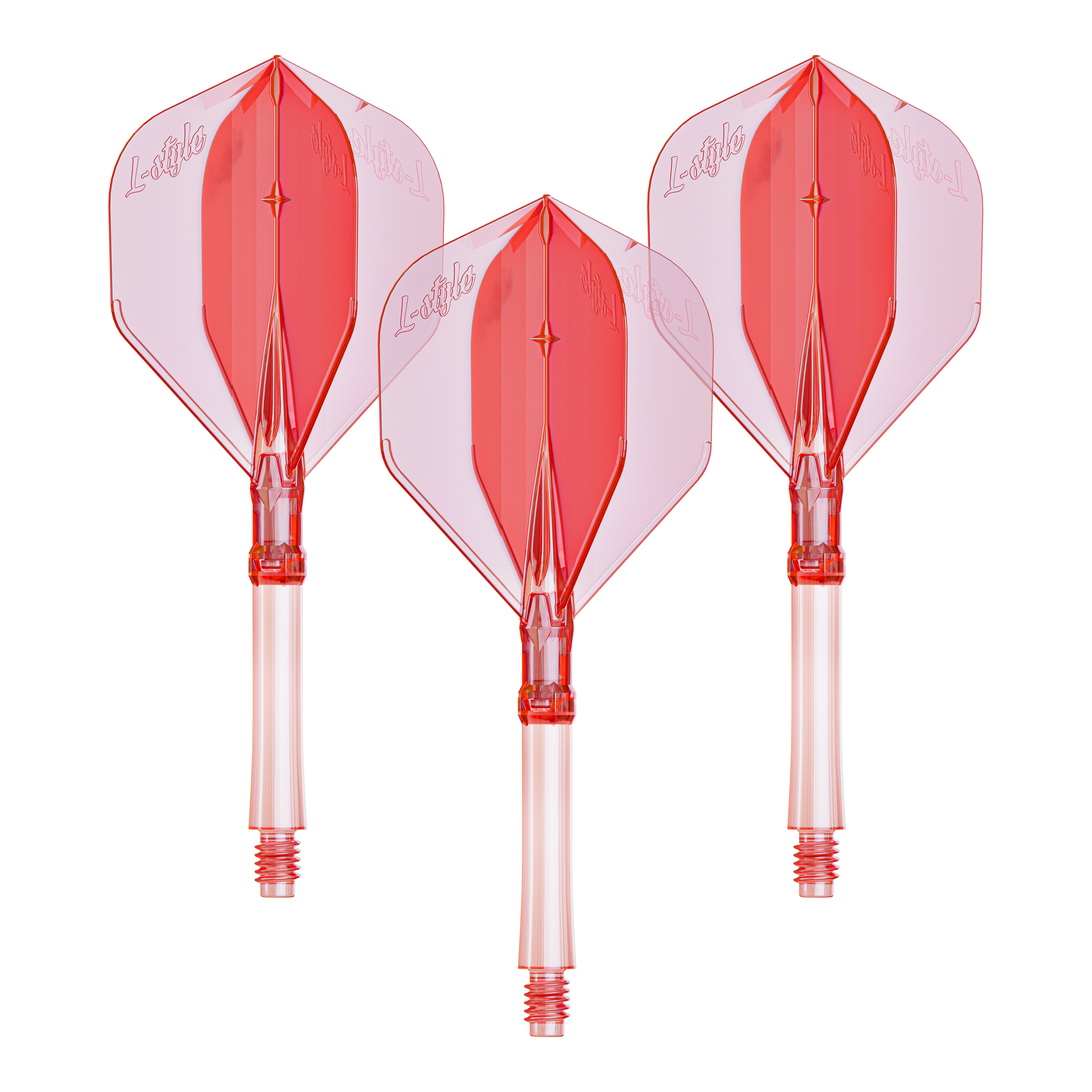 L-Style L-Sytem Flights - Clear Red Ein Set mit großen klar roten Dart-Flights aus dem L-System. Praktisch für Dartspieler, die ihre Ausrüstung verbessern möchten.