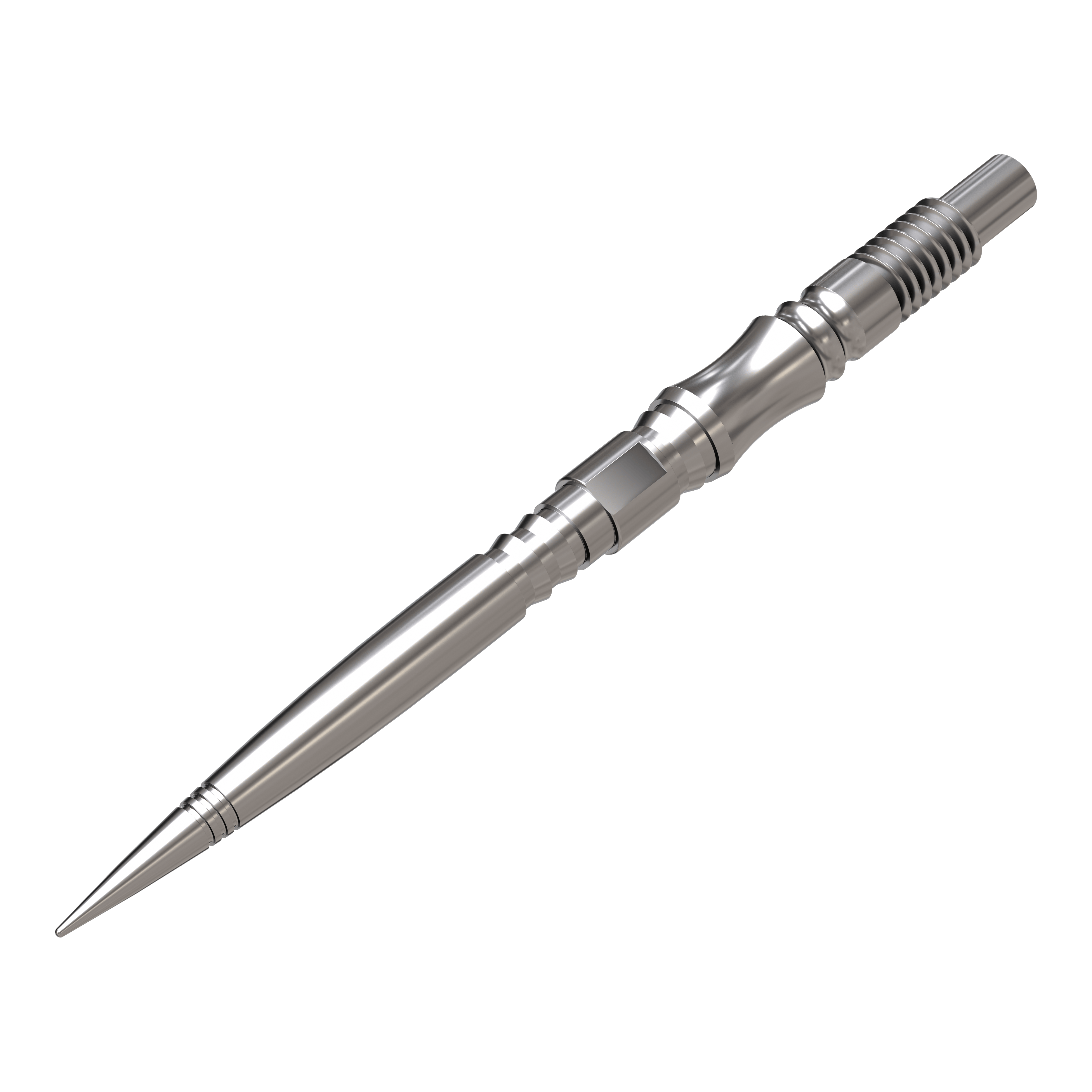 Harrows Quick Point Axis Elite Series Dartspitzen - Silber Es sind mehrere silberne Dartspitzen zu sehen. Sie sind parallel und gleichmäßig aufgereiht.