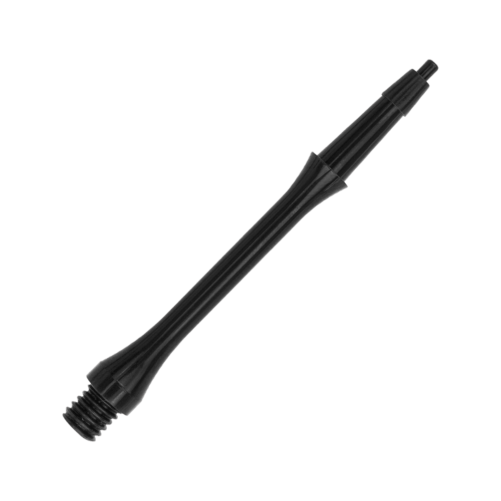 HRC-12596_Harrows_Clic_Slim_Shafts_Black_30mm_2 Das Bild zeigt einen schwarzen Harrows Clic Slim Shaft. Es handelt sich um einen schlanken Schaft für Dartpfeile.