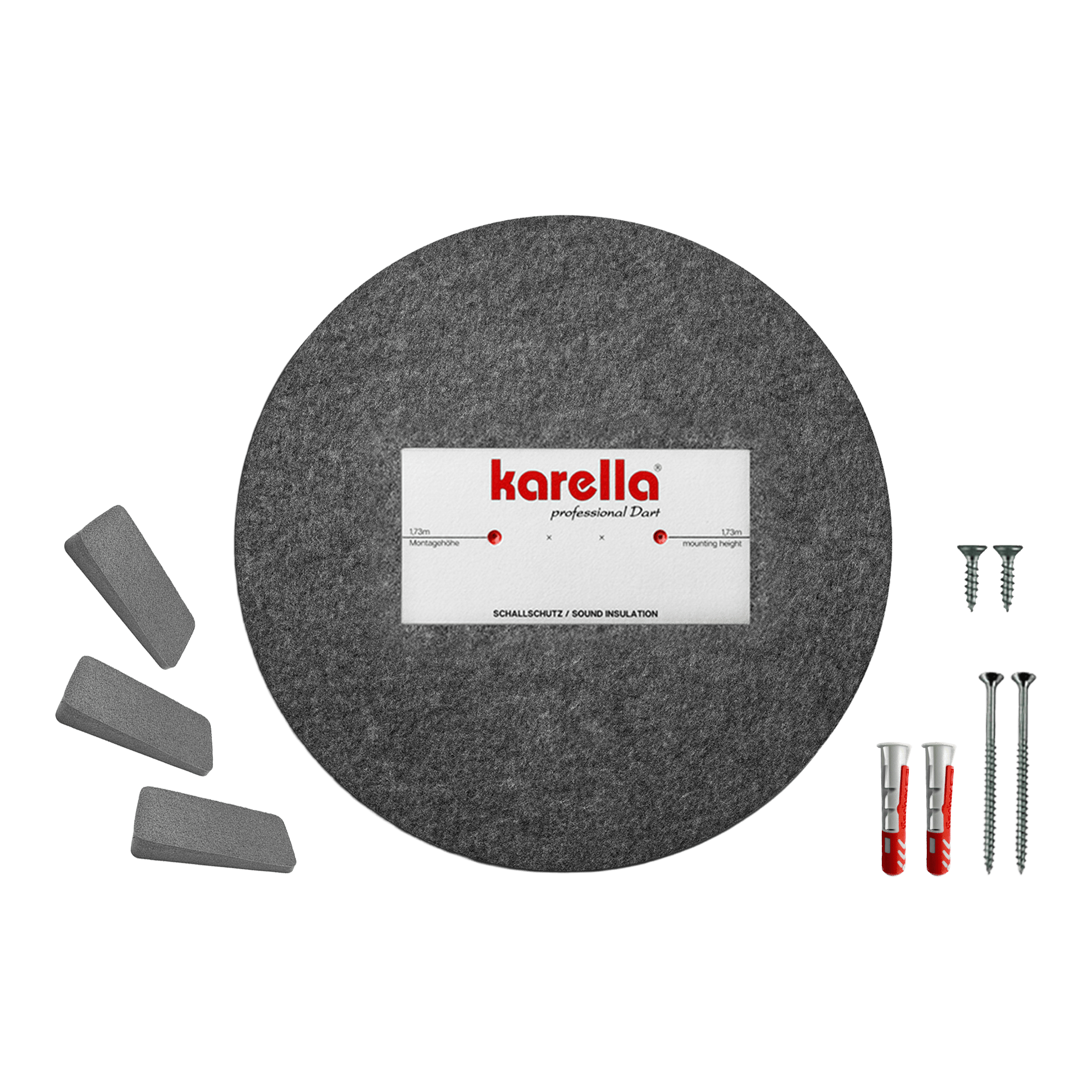 Compact soundproofing Karella for steel dartboards Dieses Bild stellt den Kompakten Schallschutz Karella für Steeldartboards dar. Das Produkt schützt vor lauten Geräuschen beim Dartwerfen.