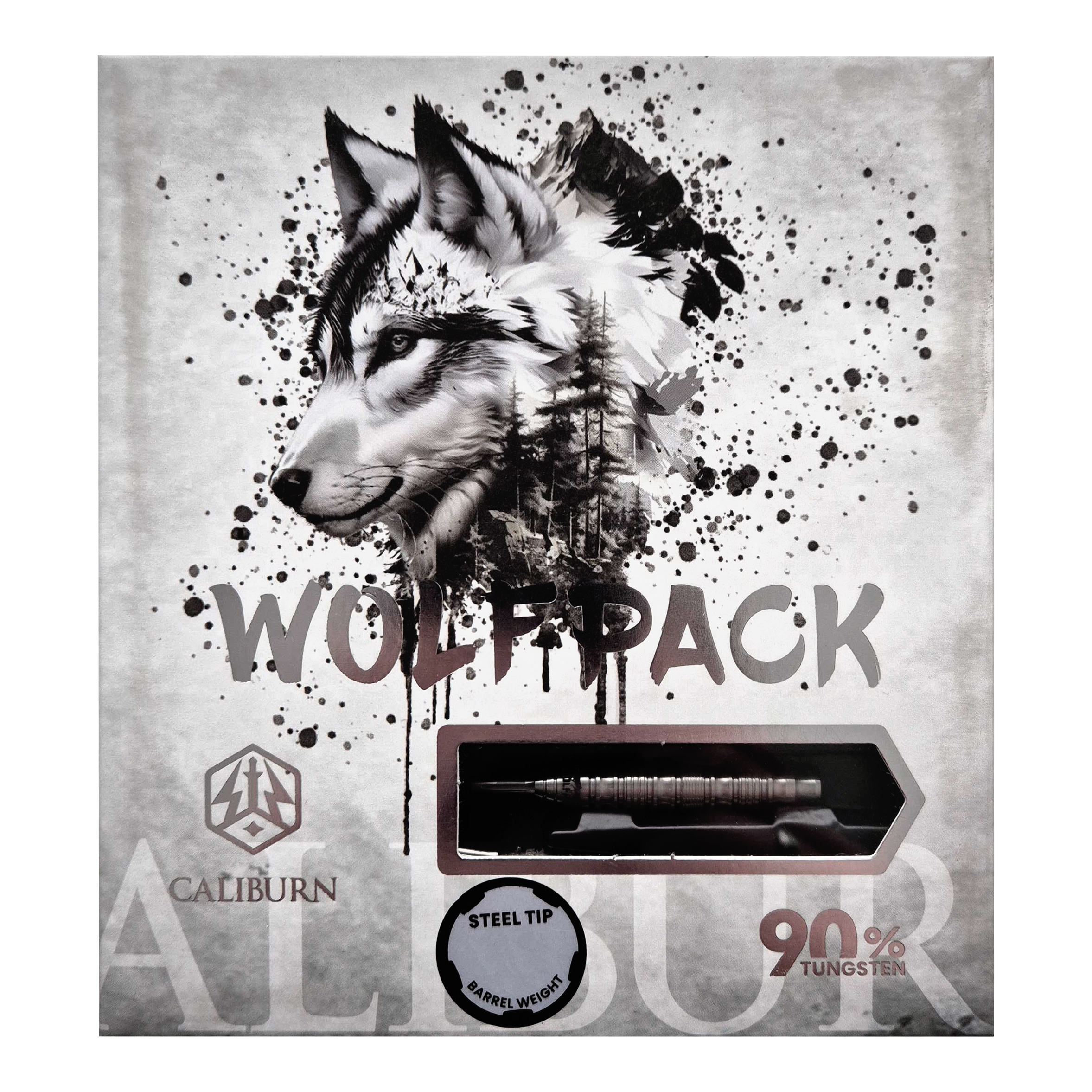 Caliburn Wolfpack W5 steel darts - 22g Abgebildet ist das Produkt Caliburn Wolfpack W5 Steeldarts - 22g. Es handelt sich um hochwertige Steeldarts für Präzisionswürfe.