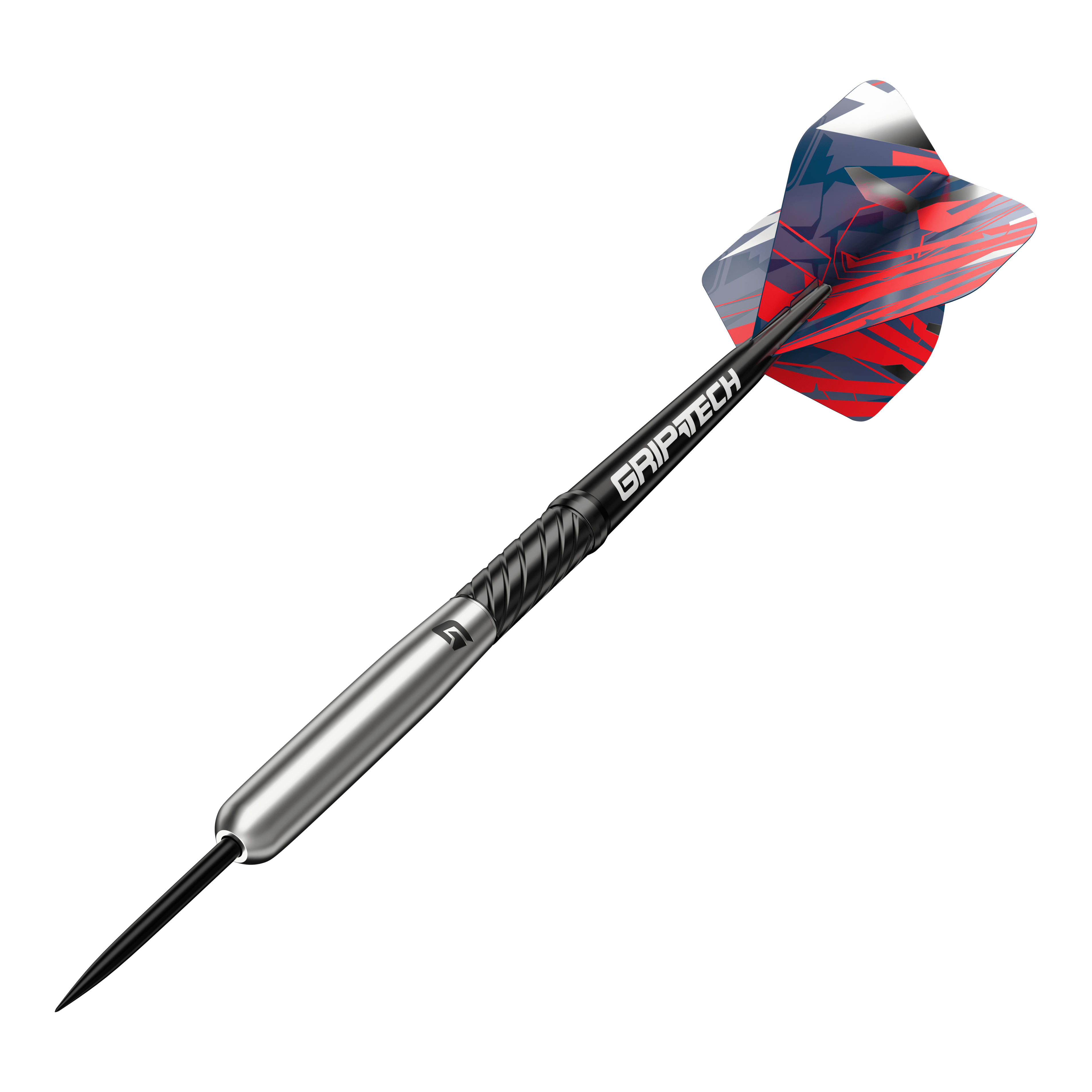 GOAT Homerun Baseball Tungsten Steel Darts Das Bild zeigt einen GOAT Homerun Baseball Tungsten Steeldart mit farbigem Flight und schwarzem Schaft. Der Dart hat einen silbernen Körper und trägt die Aufschrift "GRIPTECH".