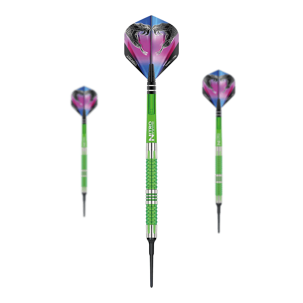 Red Dragon Peter Wright Snakebite Mamba 2 soft darts Red Dragon Peter Wright Snakebite Mamba 2 Softdarts. Das Bild zeigt Softdarts mit Schlangenmotiv.