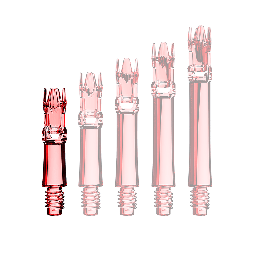 L-Style L-System Replacement Shafts - Clear Red Hier sieht man eine rote transparente Ersatzshaft. Die Shaft wird unter Lichteinfall gezeigt.