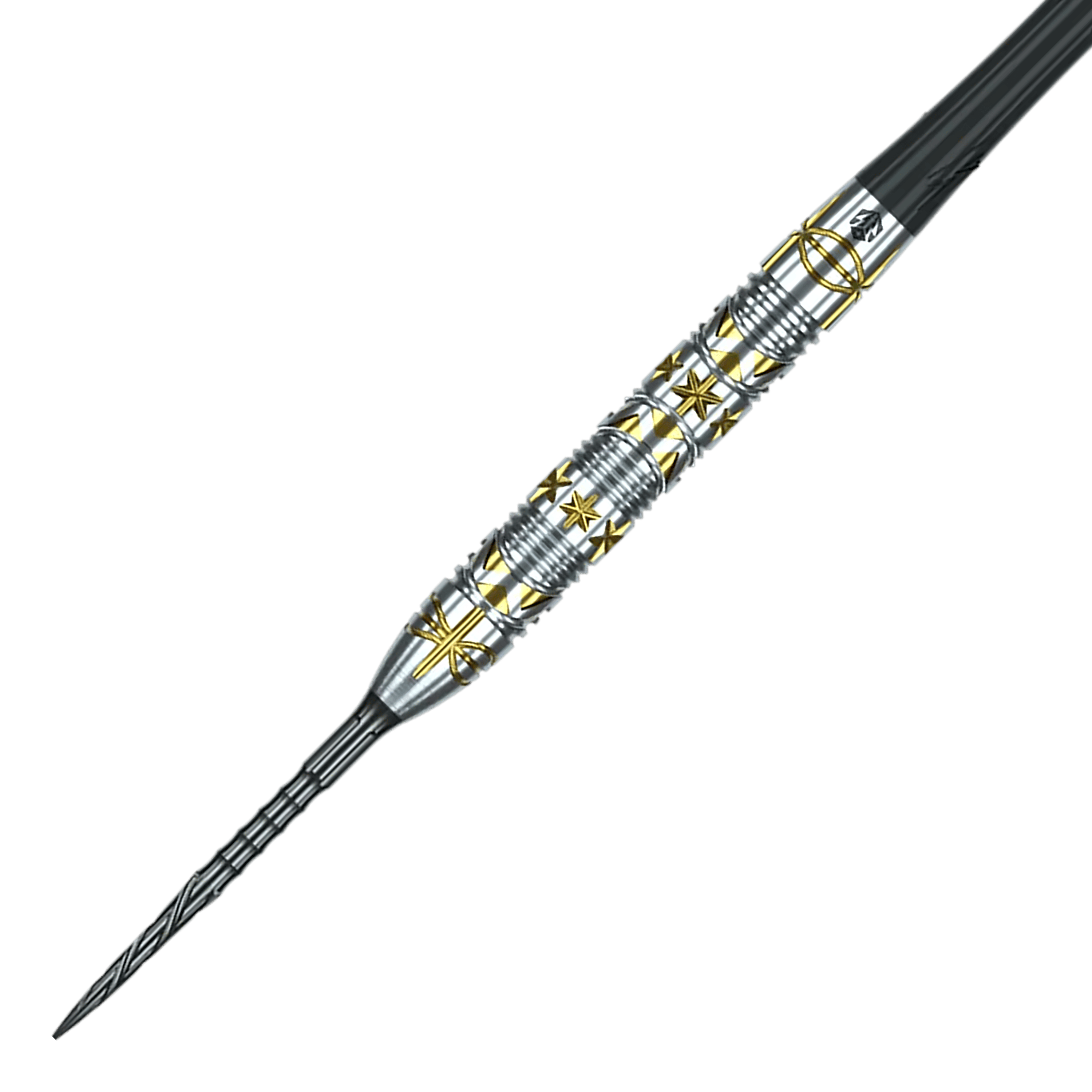 Das Bild zeigt die Caliburn Halo H1 Steeldarts mit einem Gewicht von 22,5 g. Die Darts haben ein elegantes Design und sind besonders für präzise Würfe geeignet.