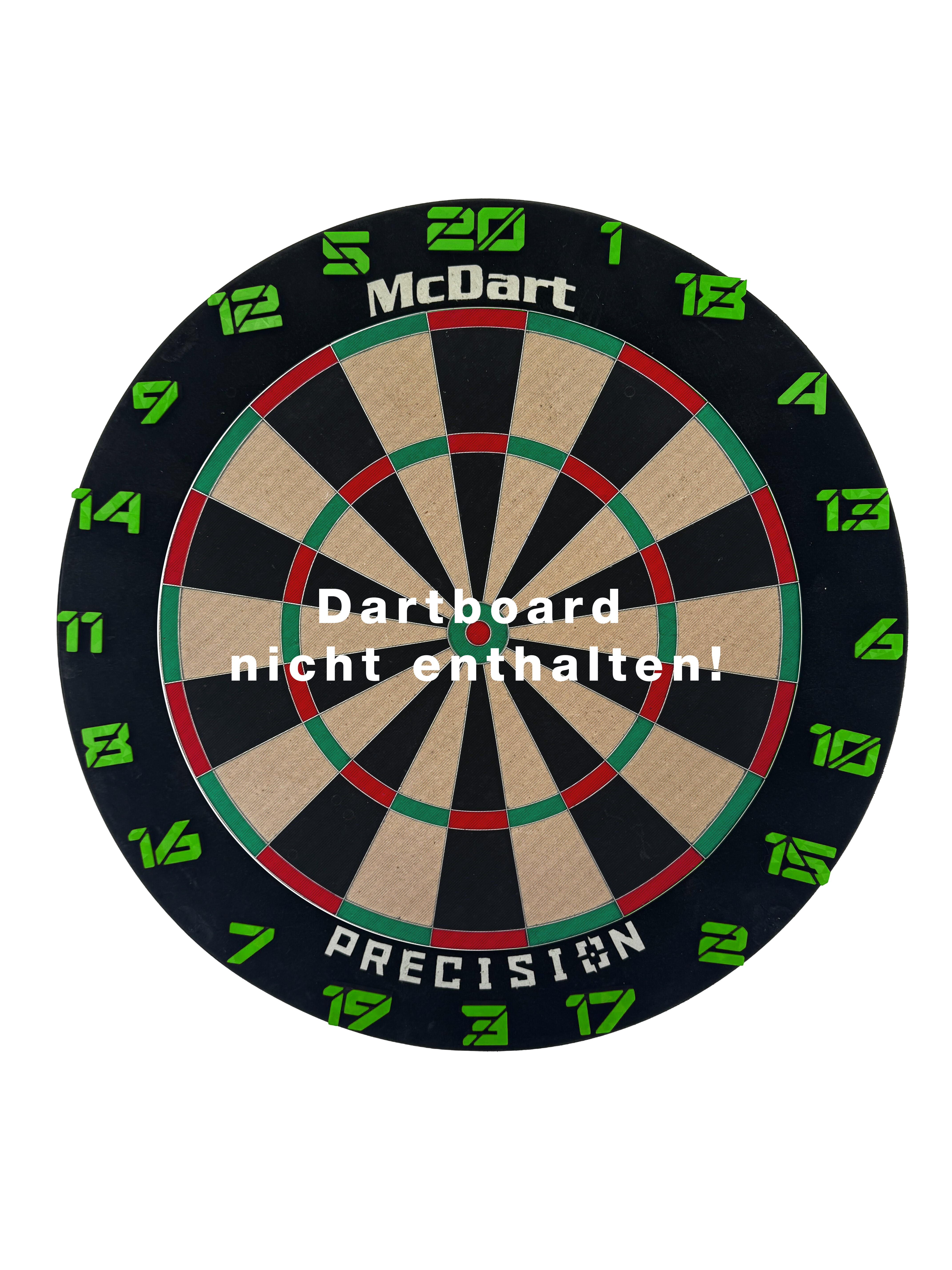 McDart Dartboard Number Rings / Number Ring Cyber Das Bild zeigt ein Objekt mit dem Dateinamen 'Cyber Grn Board'. Das Objekt befindet sich auf einem Brett und erscheint in grüner Farbe.