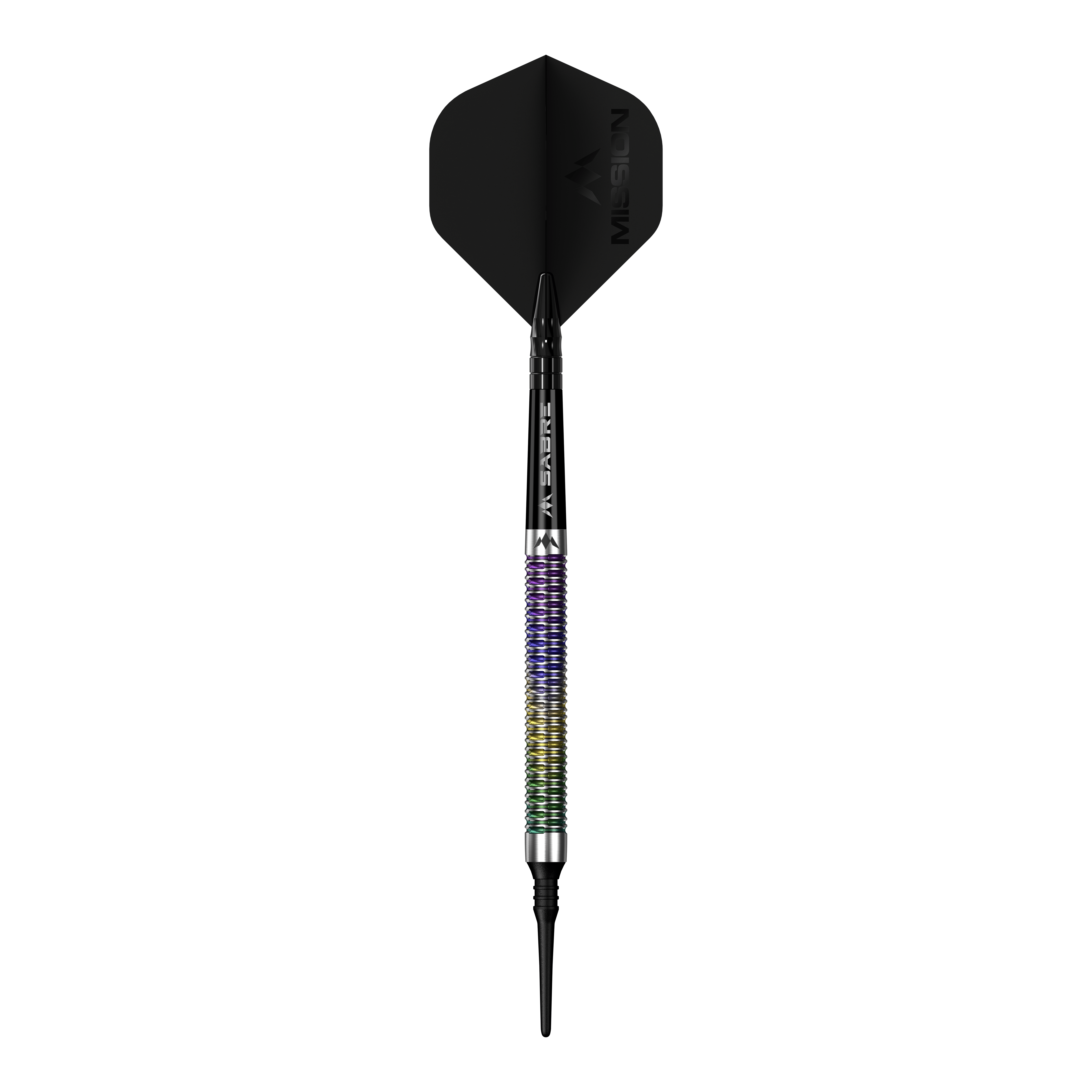 Mission Kaleidos soft darts - 19g Das Bild zeigt den Mission Kaleidos Softdarts - 19g. Der Softdart ist seitlich dargestellt.