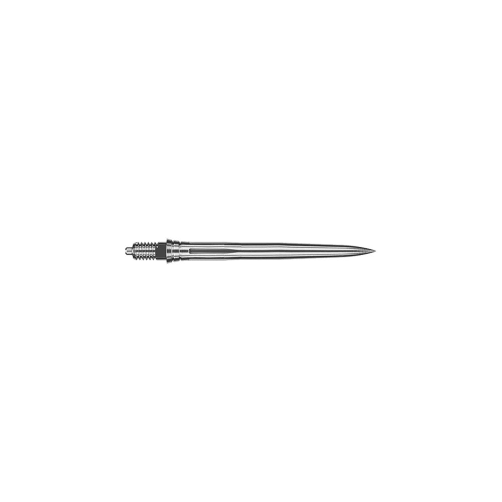 Caliburn EZ-EVO dart tips - Smooth - Silver Auf dem Bild ist eine glatte silberne Dartspitze zu sehen. Sie ist wahrscheinlich 28 mm lang.