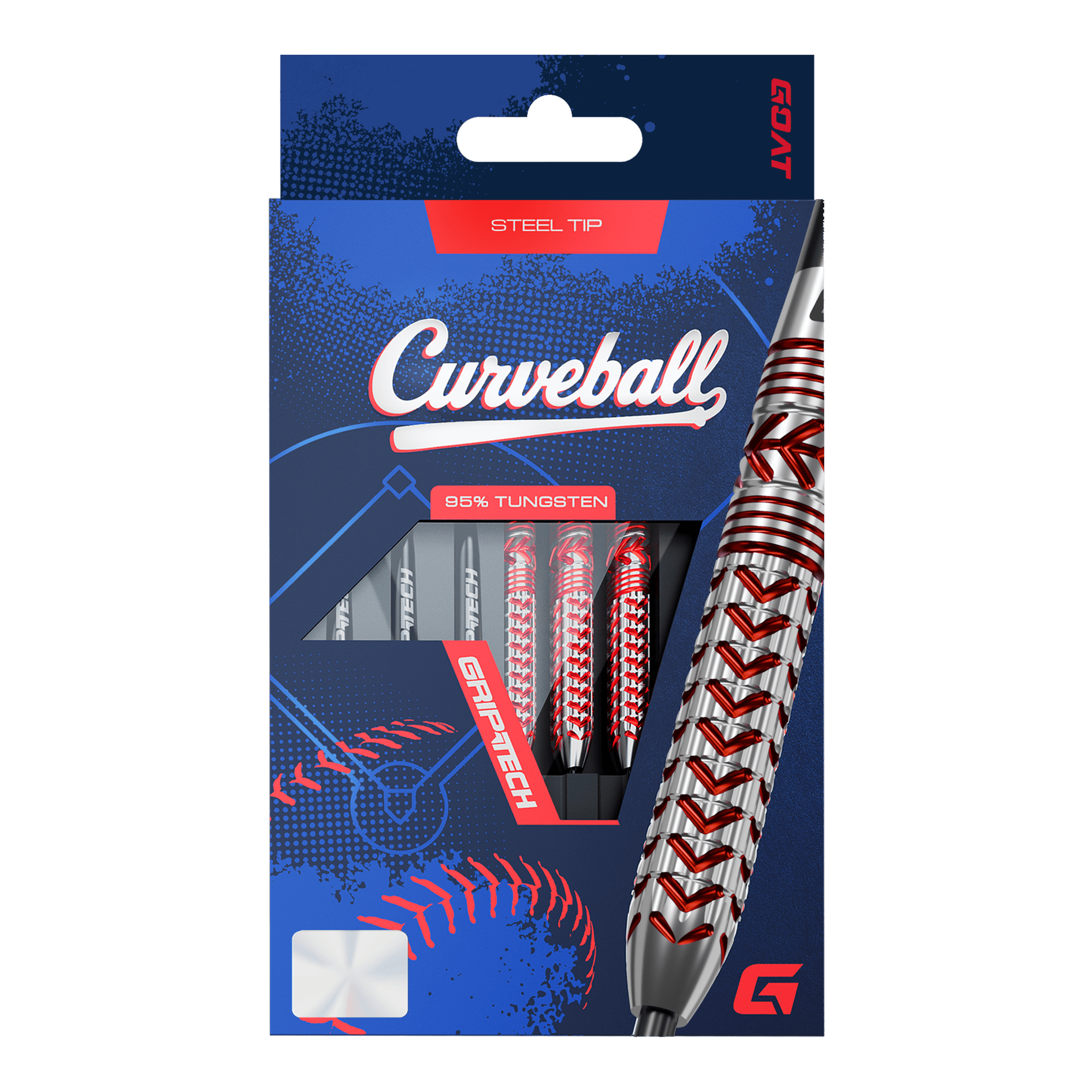 GOAT Curveball Steel Darts Das Foto stellt die GOAT Curveball Steeldarts dar. Die Pfeile sind klar und deutlich zu erkennen.