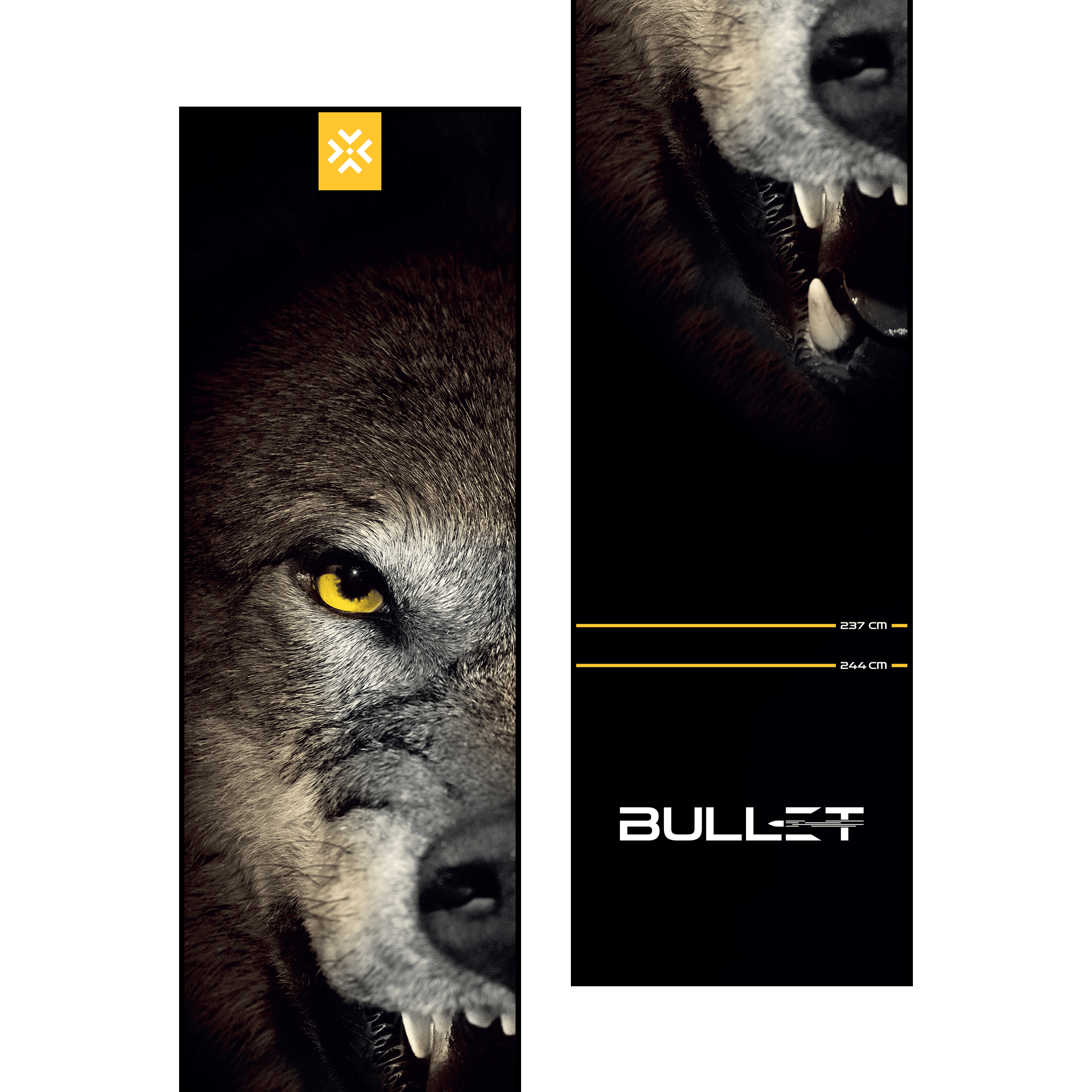 Bullet Fang Dart Mat Hier sieht man die Bullet Fang Dartmatte. Sie dient als Schutzunterlage für den Dartbereich und hilft beim richtigen Stellen der Wurflinie.