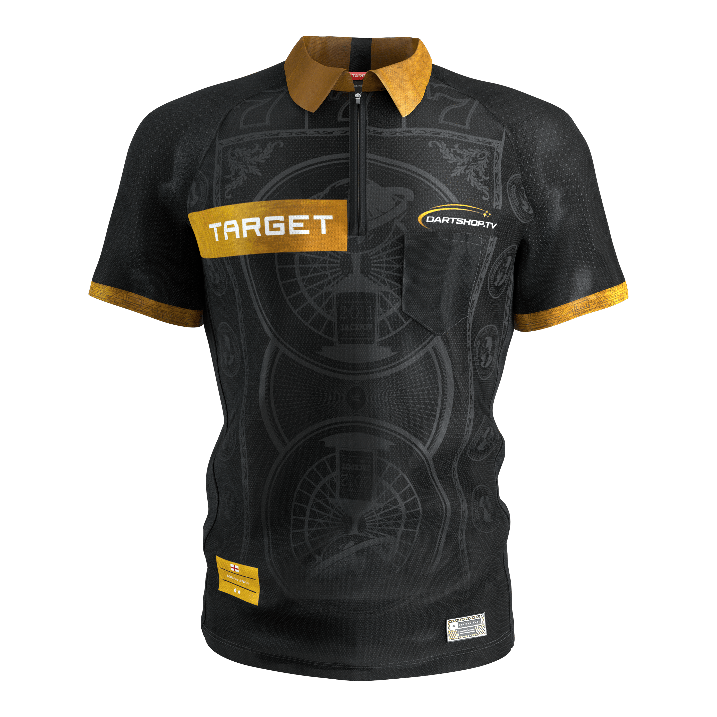 Target Adrian Lewis dart shirt 2026 Zu sehen ist das Target Adrian Lewis Dartshirt 2026. Das Shirt zeichnet sich durch sein professionelles Aussehen aus.