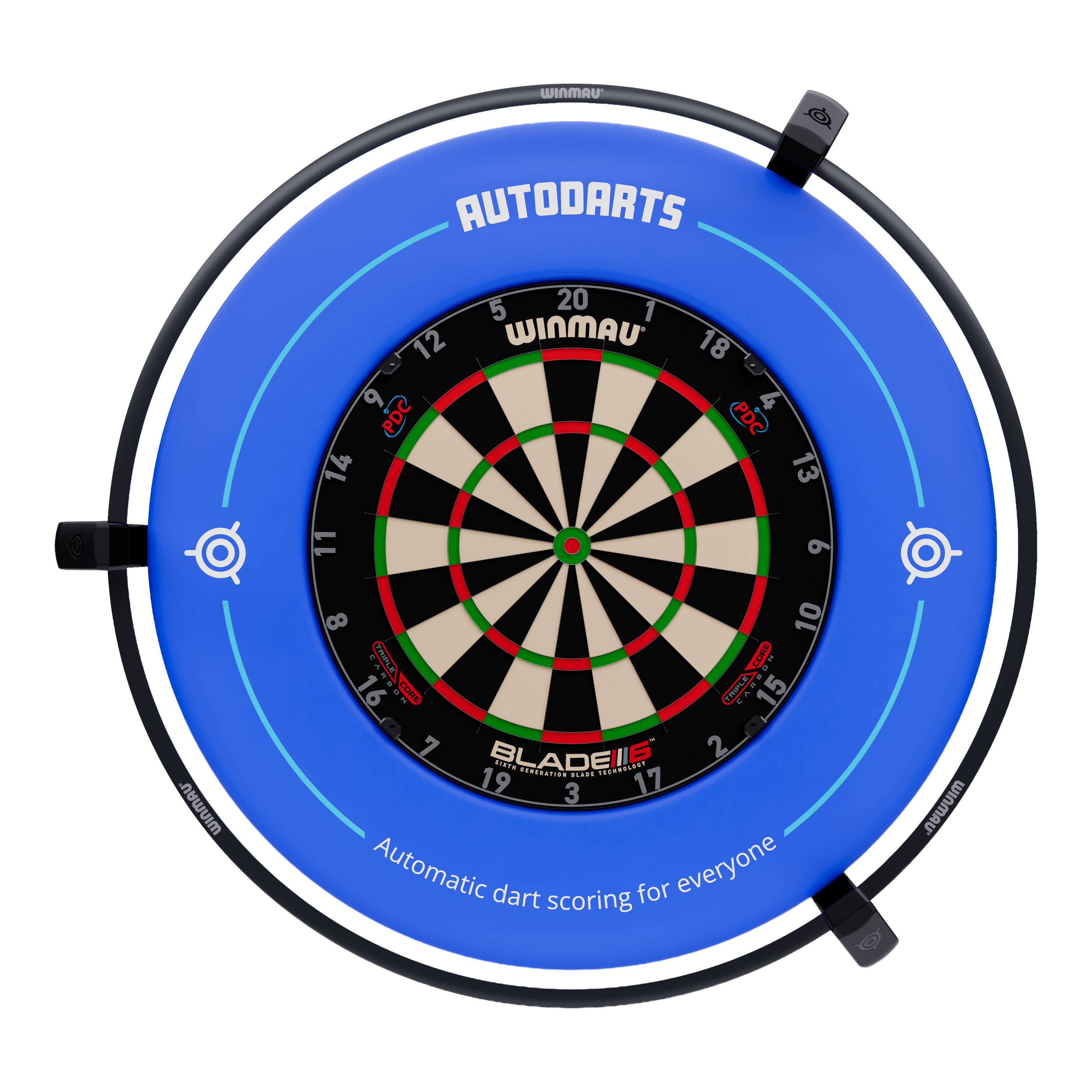 Autodarts Vantage auto scoring system Dies ist das Autodarts Vantage Auto-Scoring-System. Das Bild zeigt das automatische Punktesystem für Darts in Nahaufnahme.