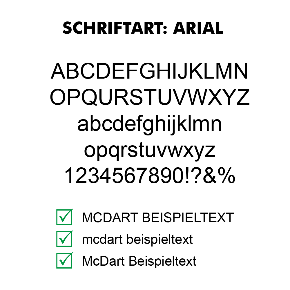 10 set of printed flights on 2 sides - desired text - MD150 standard