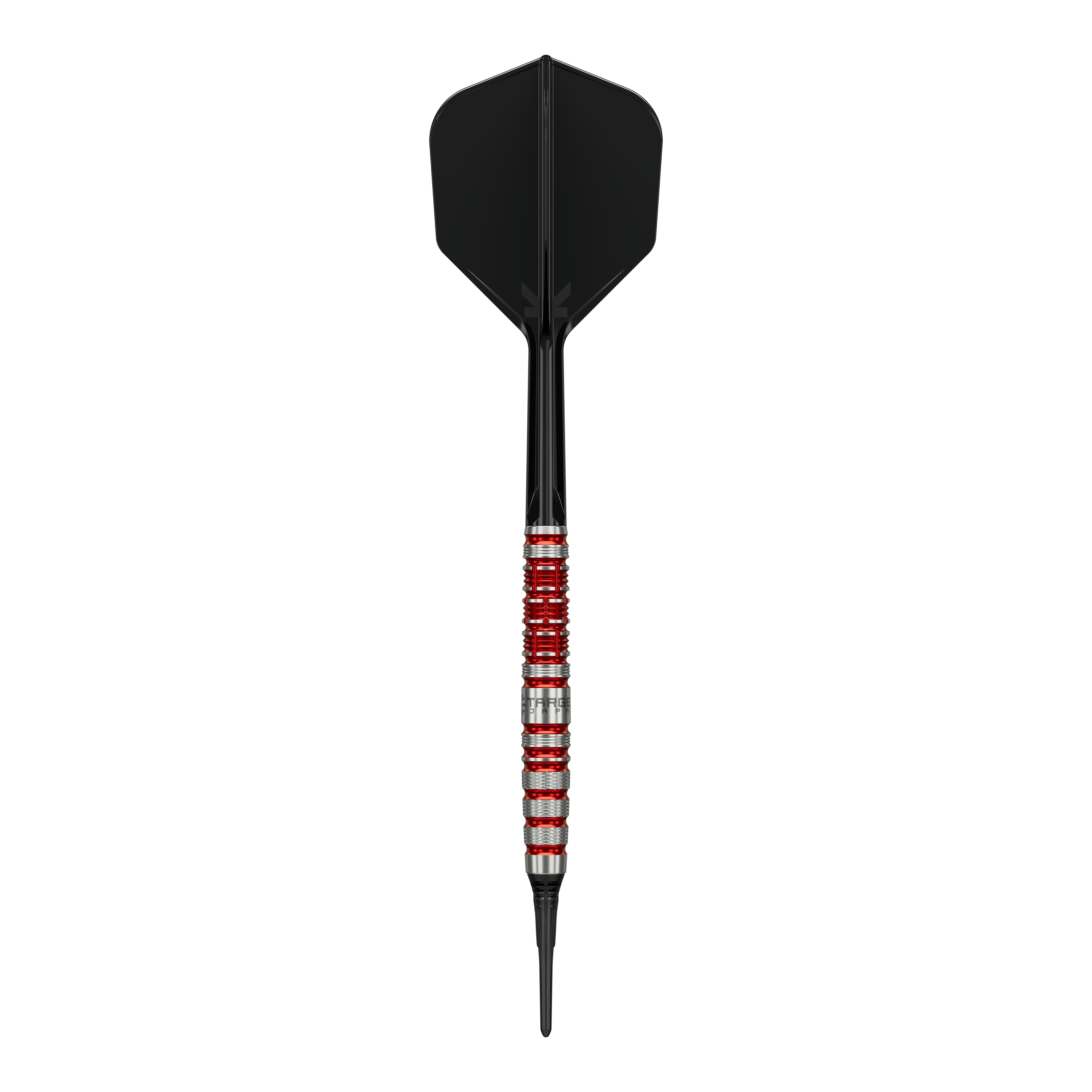 Target Black Marque Spinel Softdarts - 21,5g ist ein professioneller Dartpfeil. Das Bild hebt die Form und das Aussehen des Softdarts hervor.
