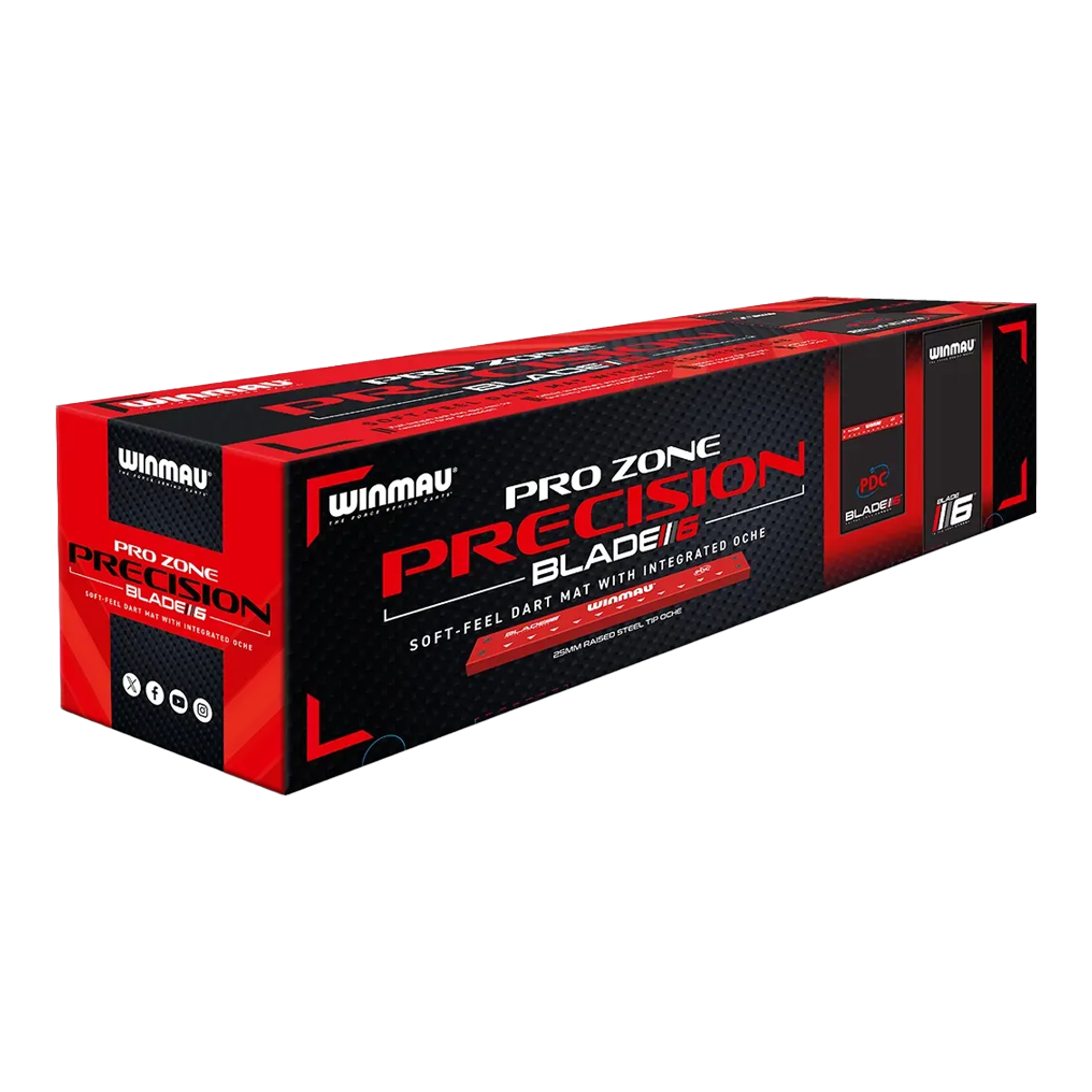 Abgebildet ist die Winmau Pro Zone Precision Blade 6 Soft Dartmatte. Die Matte eignet sich ideal für Softdarts und präzises Spielen.