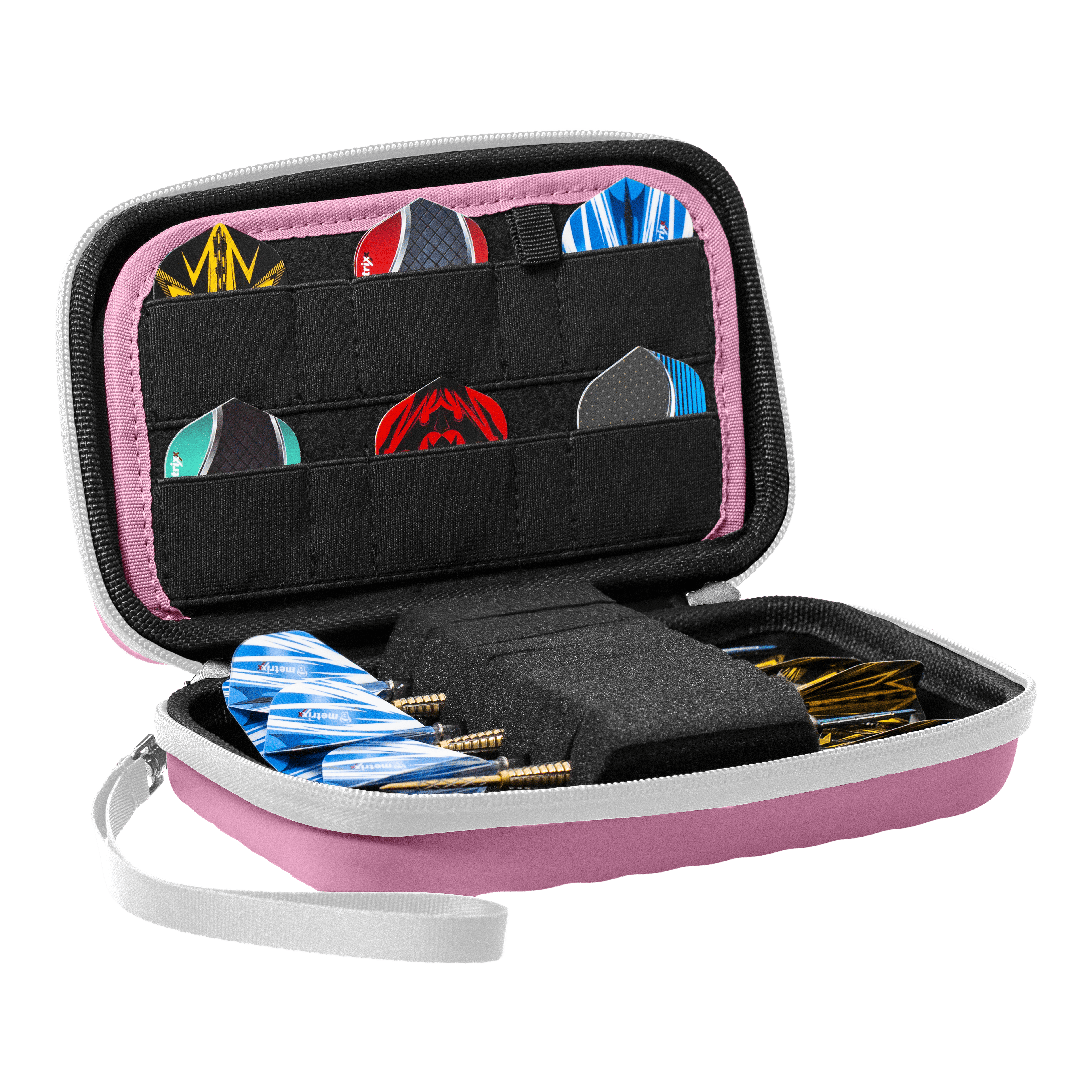 Dieses Bild präsentiert das Bulls Orbis XL Dartcase - Pink. Die Darttasche zeichnet sich durch ihr modernes Design aus.