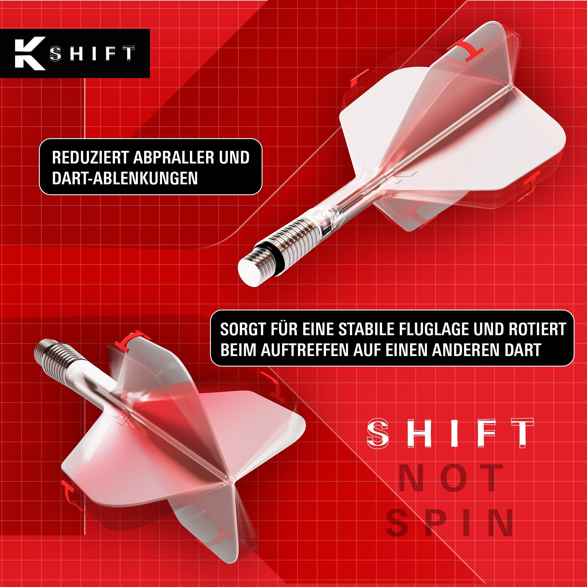 Target K-Shift No6 Flights - White Auf dem Bild sieht man die Target K-Shift No6 Flights in Weiß. Dies sind Flights für Darts in einem weißen Design.