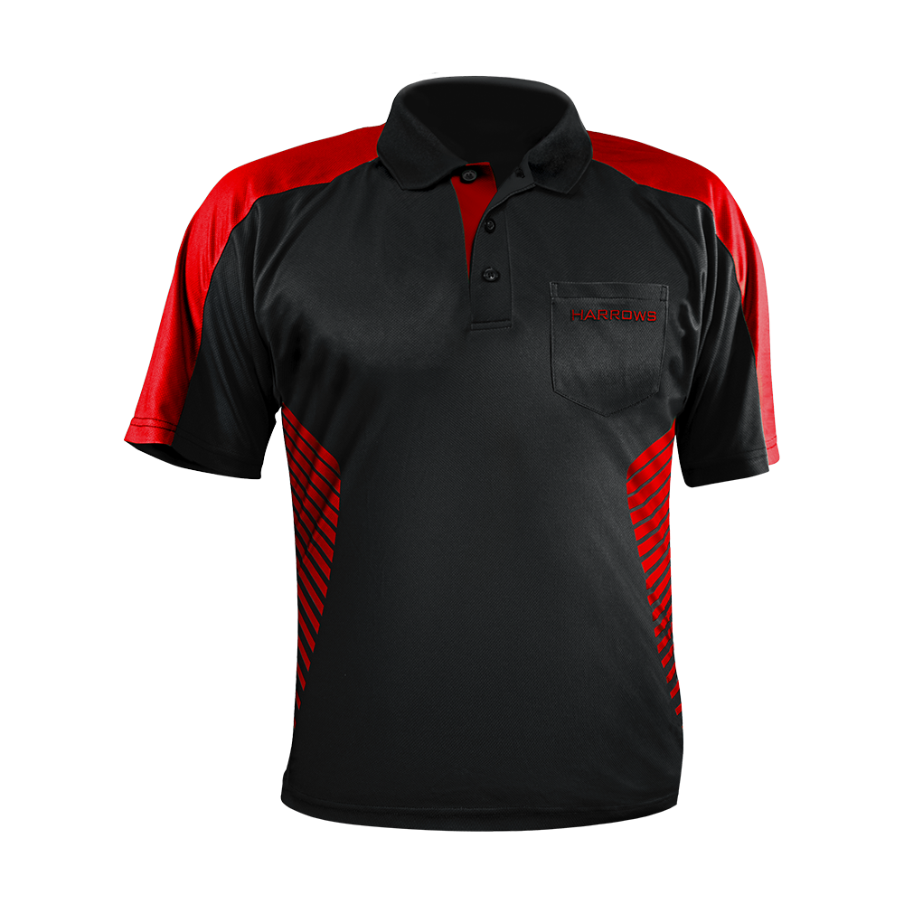 Harrows Vivid Dartshirt Black/Fire-Red