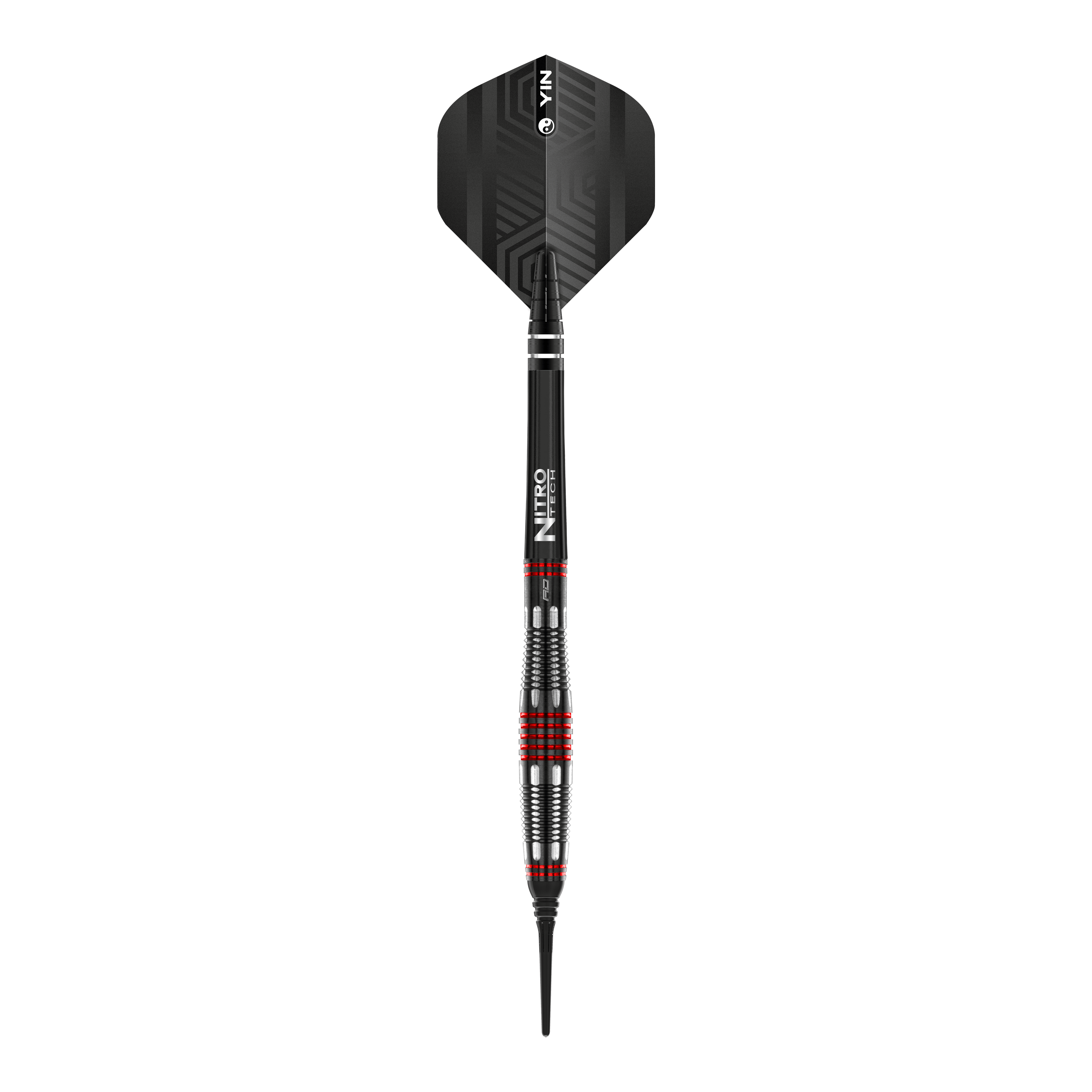 Red Dragon Marlin Venom Soft Darts - 22g Das Bild zeigt einen Red Dragon Marlin Venom Softdart mit einem Gewicht von 22g. Der Dart hat ein modernes Design mit schwarzen und roten Akzenten.