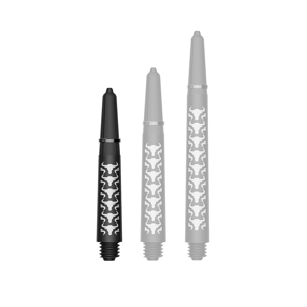 Bulls NL Capo Carbon Shafts - White Das Bild zeigt einen kurzen weißen Carbon Shaft für Darts. Der Schaft ist etwa 34 mm lang und aus Kohlefaser.