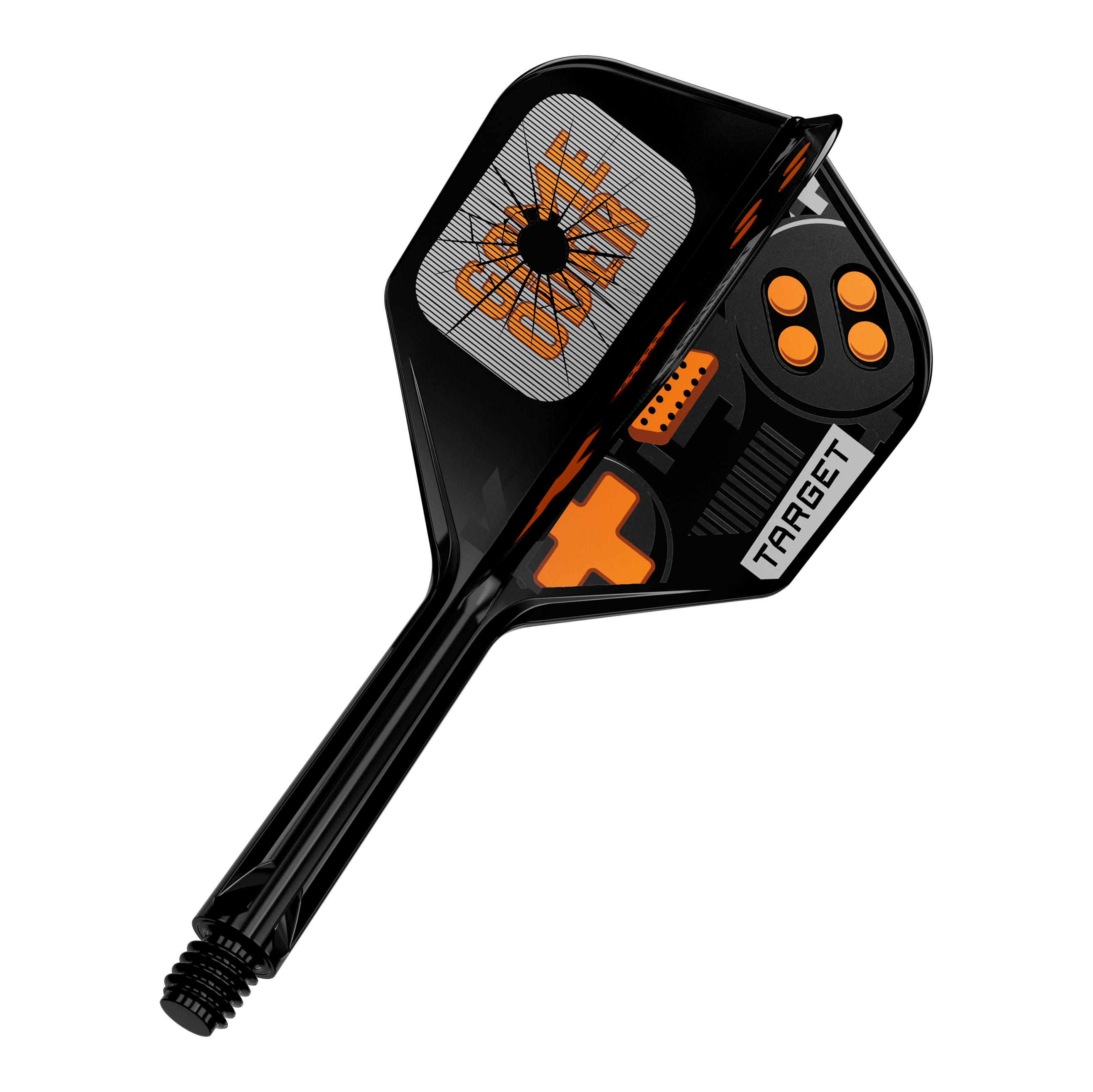 Das Bild zeigt einen einzelnen Dart Flight. Es handelt sich um das Modell 410577 Target K-Flex GameOver No6 Flights 26mm.