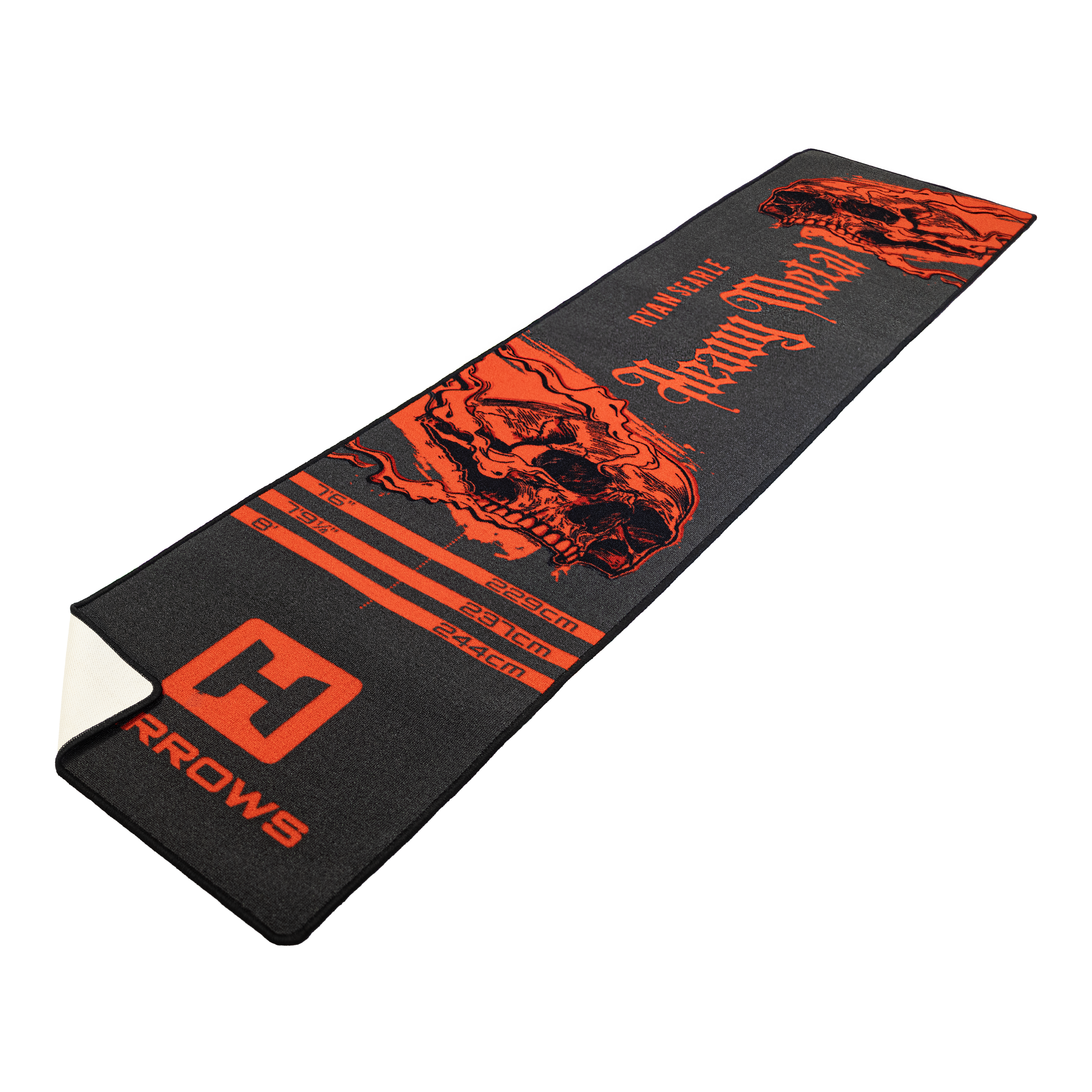 Harrows Ryan Searle Heavy Metal Dartteppich Harrows Ryan Searle Heavy Metal Dartteppich. Das Design eignet sich für den Bereich vor dem Dartsboard.