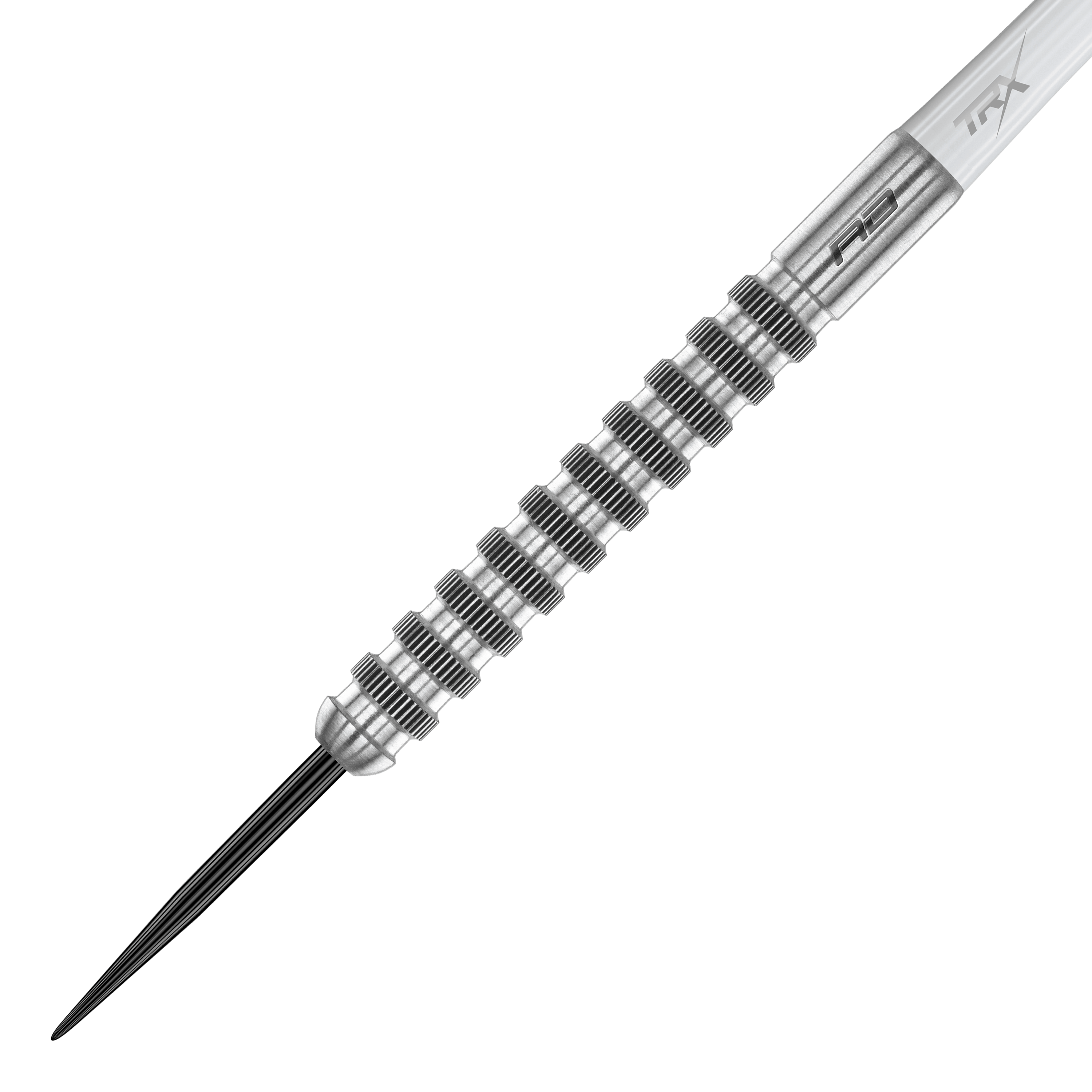Red Dragon Javelin Speedline steel darts Das Bild zeigt einen Red Dragon Javelin Speedline Steeldart. Der Dartpfeil besteht aus silbernem Metall mit markanten, gerillten Griffmulden.