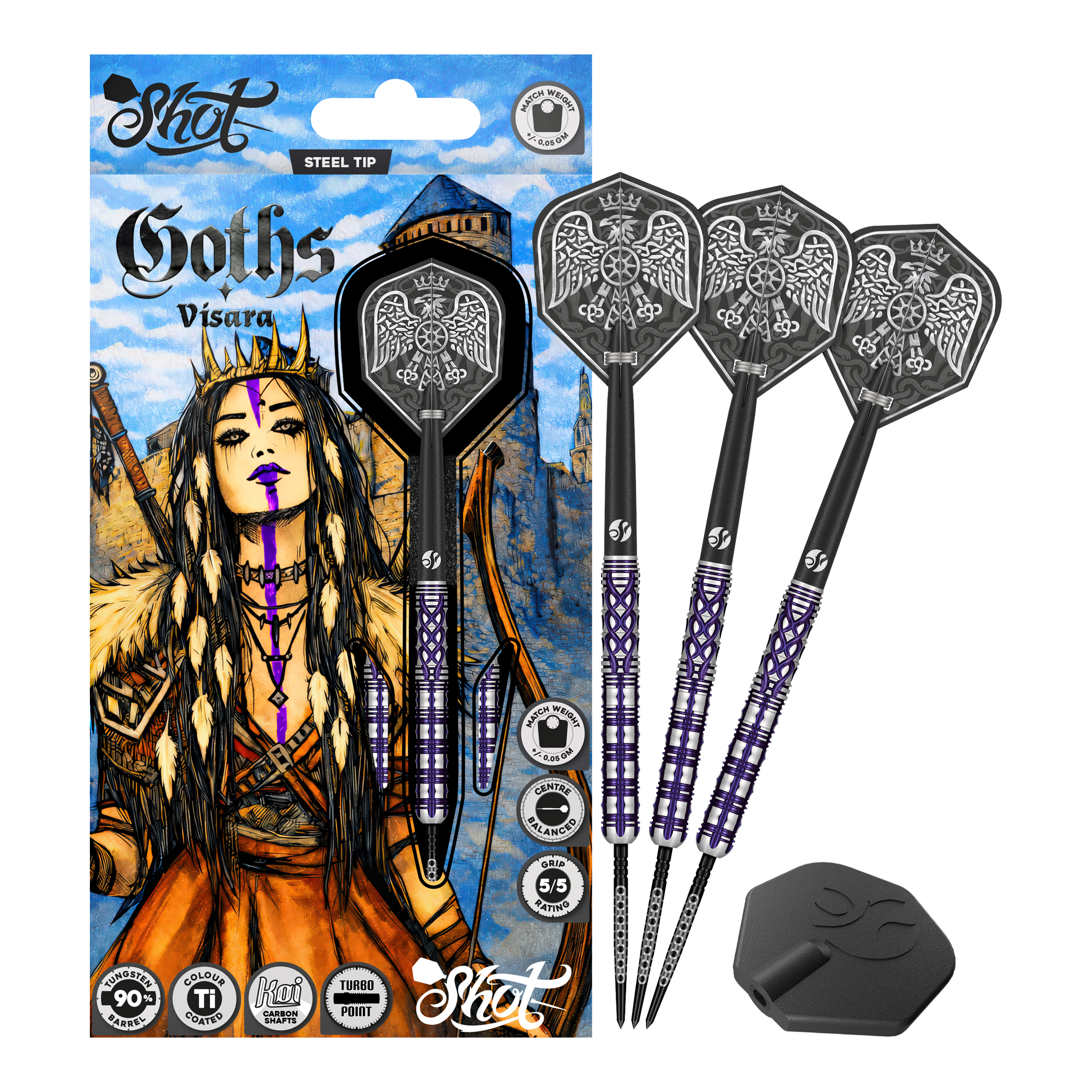 Shot Goths Visara Turbo Point Steel Darts - 23g