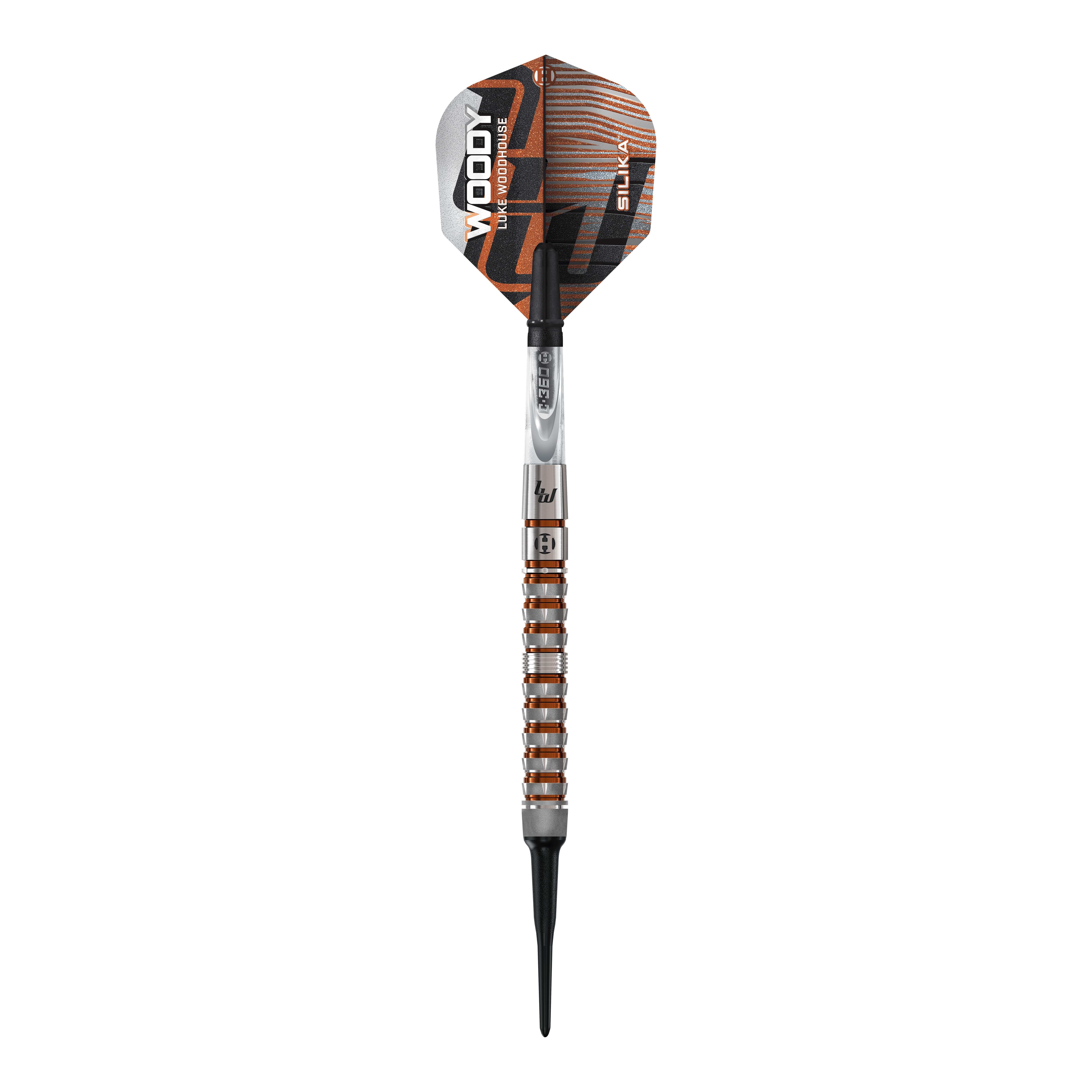 Das Bild zeigt die Harrows Luke Woodhouse Series 3 Softdarts - 18g. Hier werden die 18g Softdarts aus der Serie präsentiert.