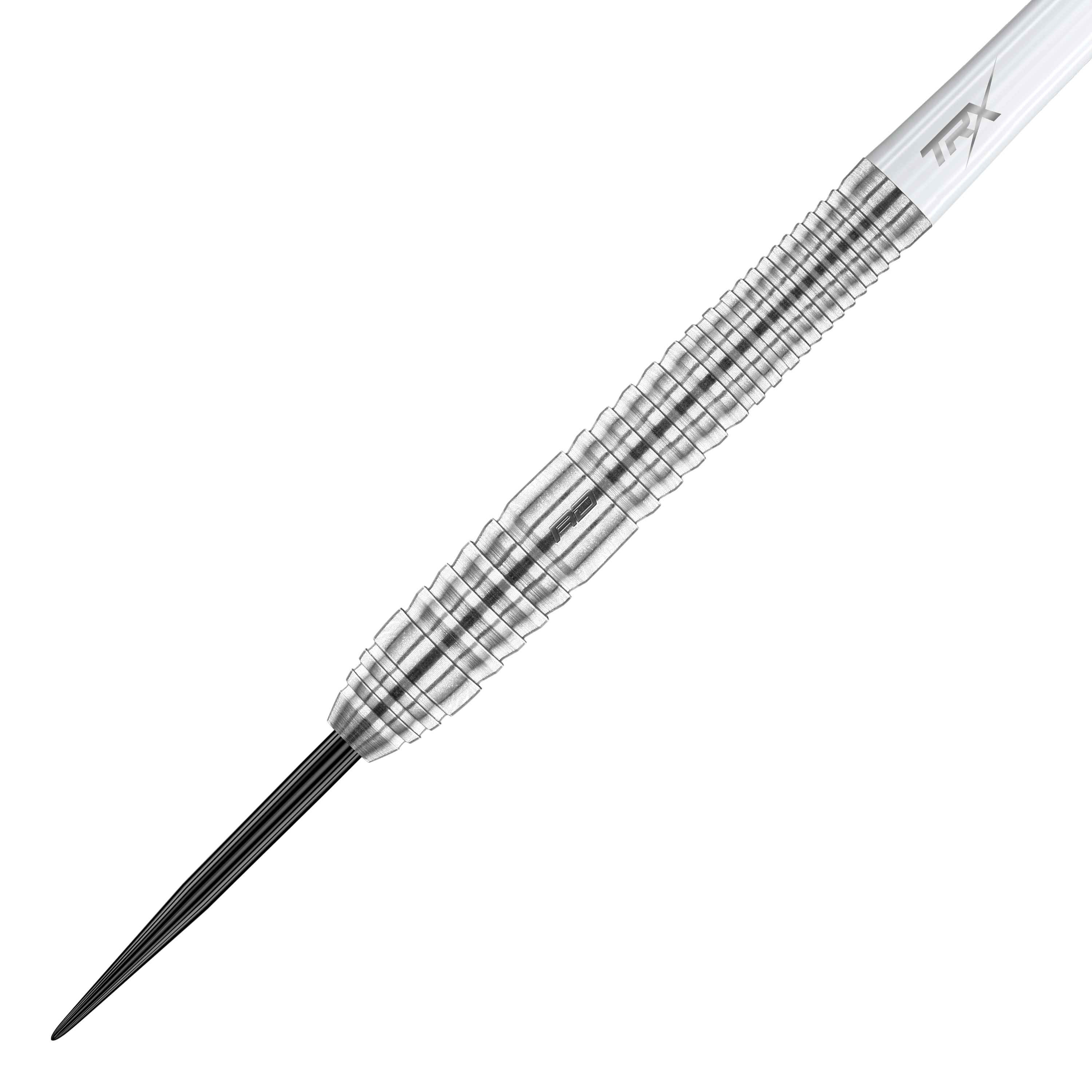 Red Dragon Seren 2 Pure Steeldarts Das Bild zeigt einen Red Dragon Seren 2 Pure Steeldart. Der Dartpfeil ist silberfarben mit markanten Rillen für besseren Halt.
