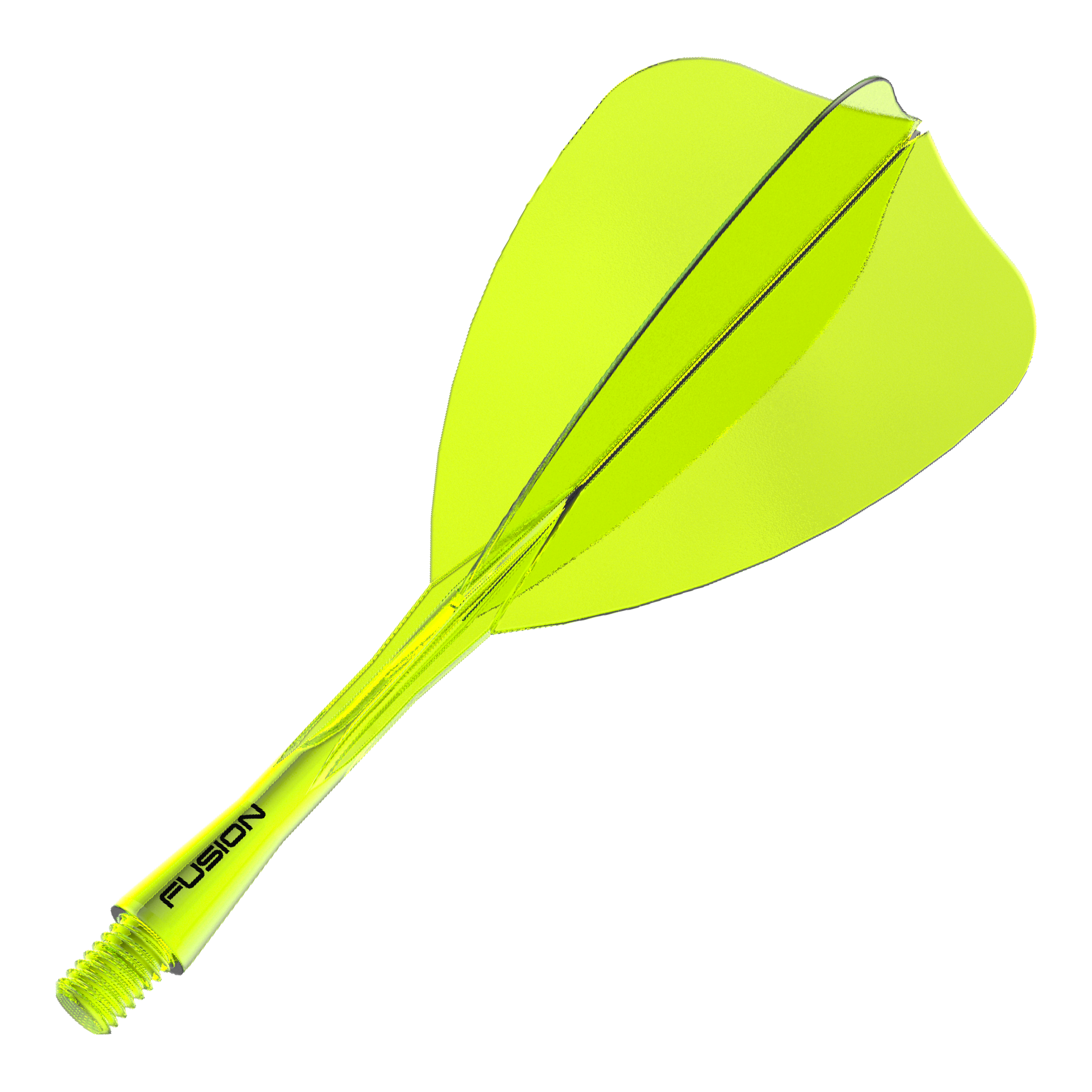 Winmau Fusion Flight Shaft System Arrow Neon Yellow Abgebildet ist ein Dartshaft- und Flight-System in Neongelb, 28 mm lang. Der Artikelname deutet auf ein Winmau Fusion Flight Shaft System Arrow hin.