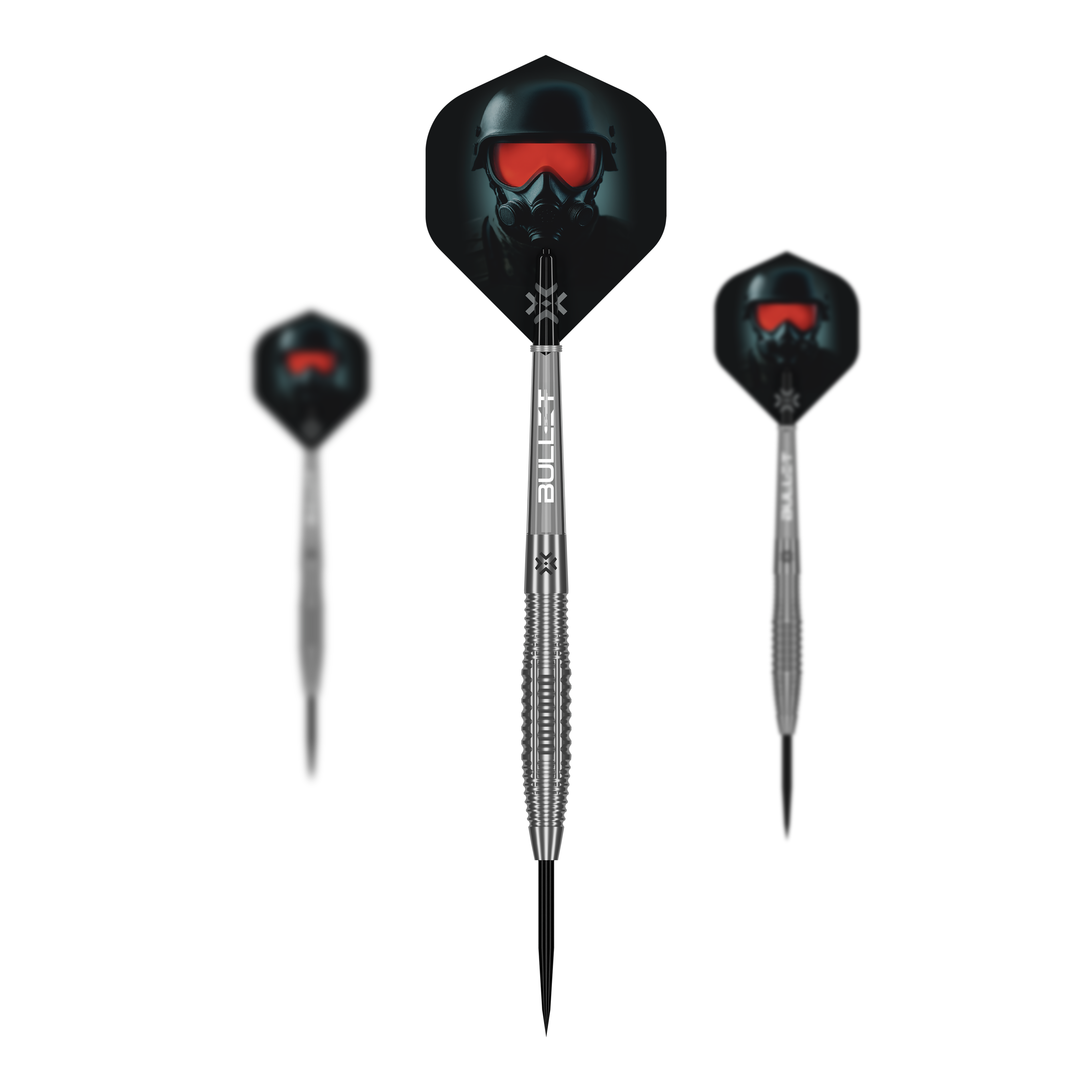 Dieses Bild zeigt ein Set der Bullet Ranger Steeldarts. Das Produkt ist ideal für Dartspieler.