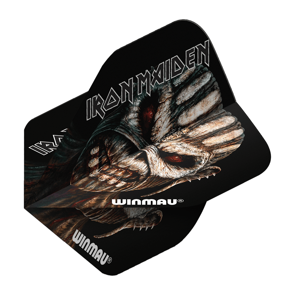 Das Bild zeigt die Winmau Iron Maiden Book Of Souls Standard Flights. Auf den Flights ist ein düsteres Motiv aus dem "Book Of Souls"-Album von Iron Maiden abgebildet.