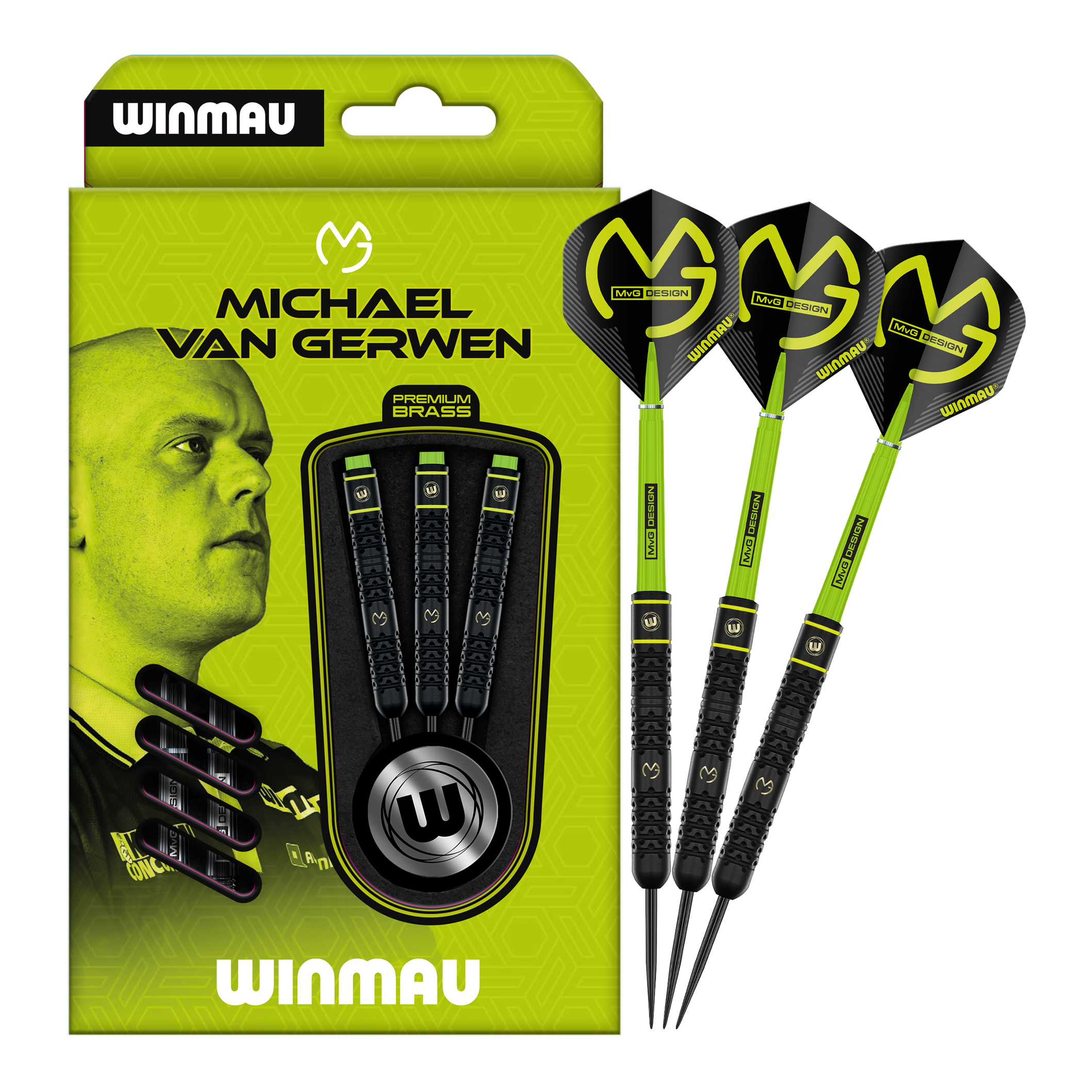 Winmau Michael Van Gerwen Brass Steeldarts - 21g Zu sehen ist das Set Winmau Michael Van Gerwen Steeldarts mit 21 g. Diese Darts sind optimal zum Steeldart-Spielen geeignet.