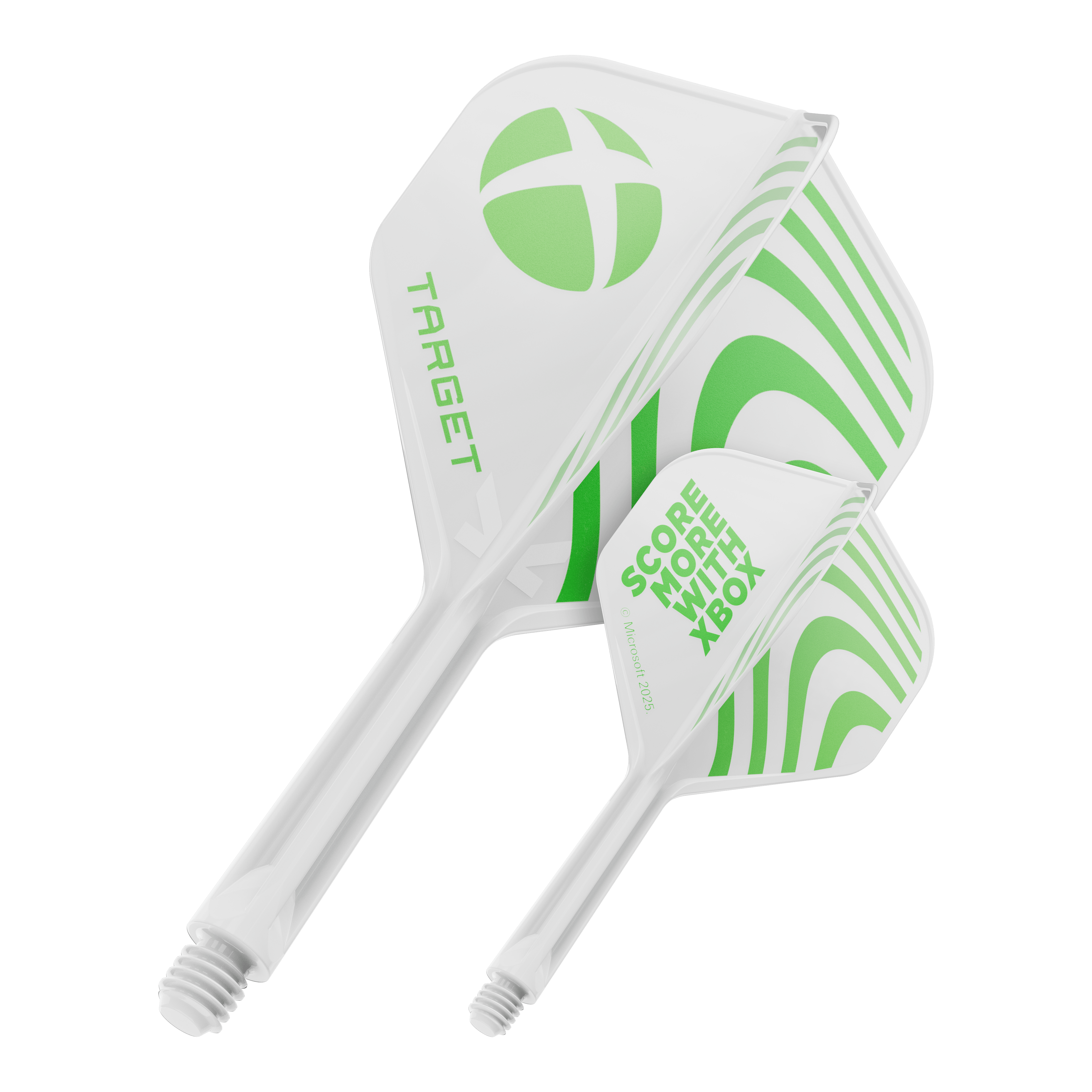 Target Xbox K-Flex No2 Standard Flights - White Ein Produktbild mit dem Dateinamen 410611_Target_Xbox_KFlex_No2_Standard_Flights_26mm_1. Das Bild zeigt vermutlich ein Dartzubehör.