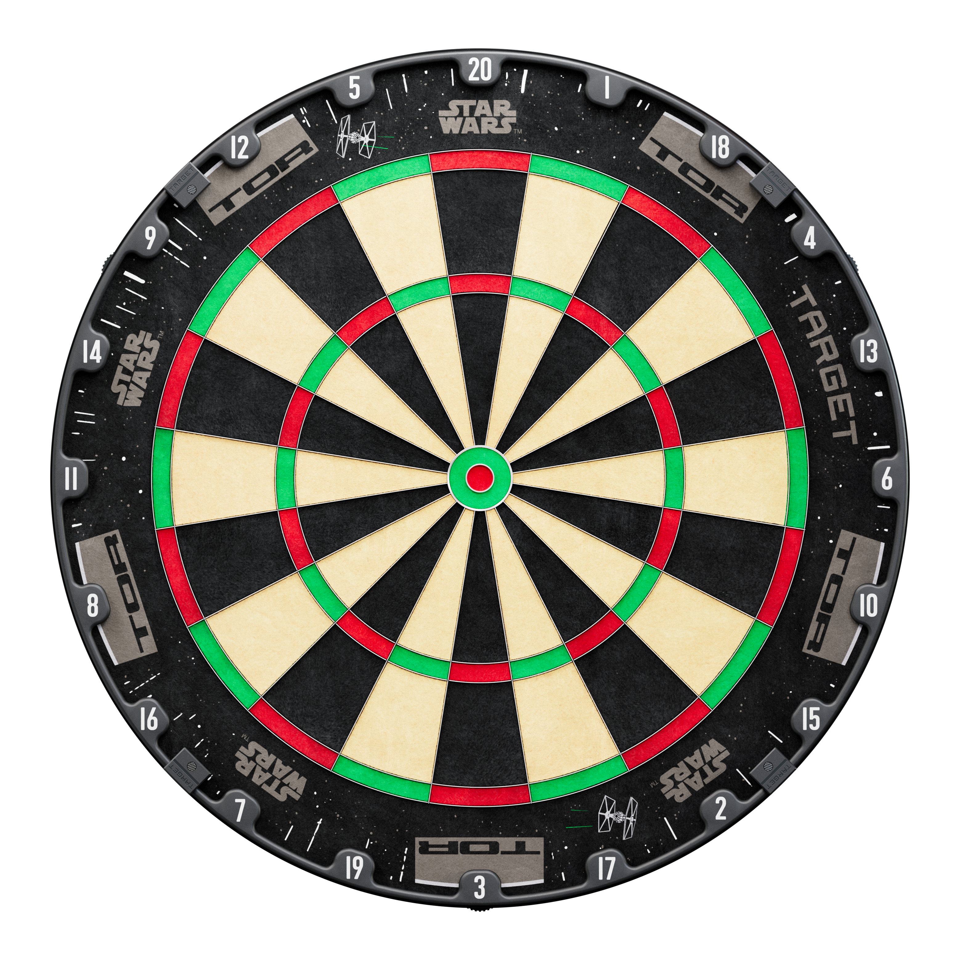Target Star Wars Millennium Falcon TOR Dartboard Surround Bundle Hier sieht man das Target Star Wars Millennium Falcon Surround Board Bundle. Das Set kombiniert Star Wars Motiv mit praktischen Dart-Zubehör.