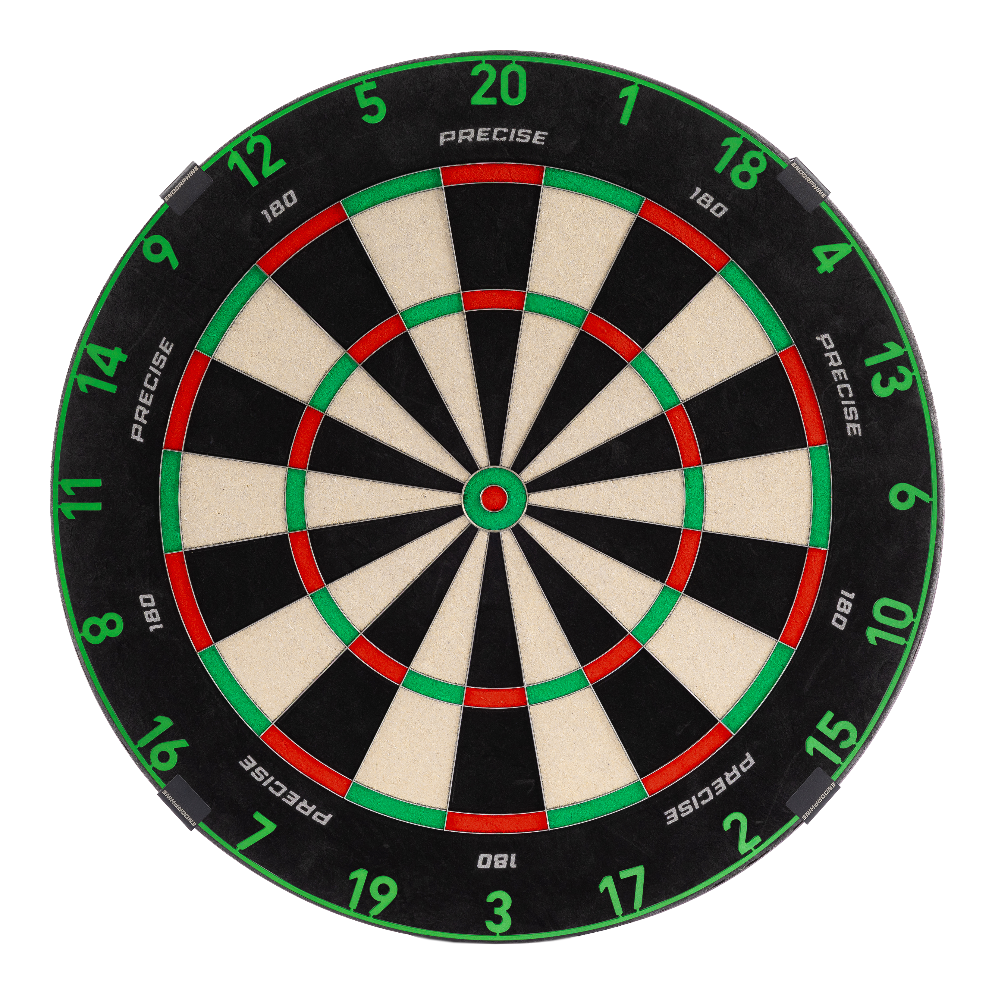 Precise 180 Endorphine Steel Dartboard with Numbered Ring - Emerald Green Zu sehen ist das Precise 180 Endorphine Steeldartboard mit Nummernring in Emerald Green. Dieses Produkt eignet sich ideal für Dartspieler.