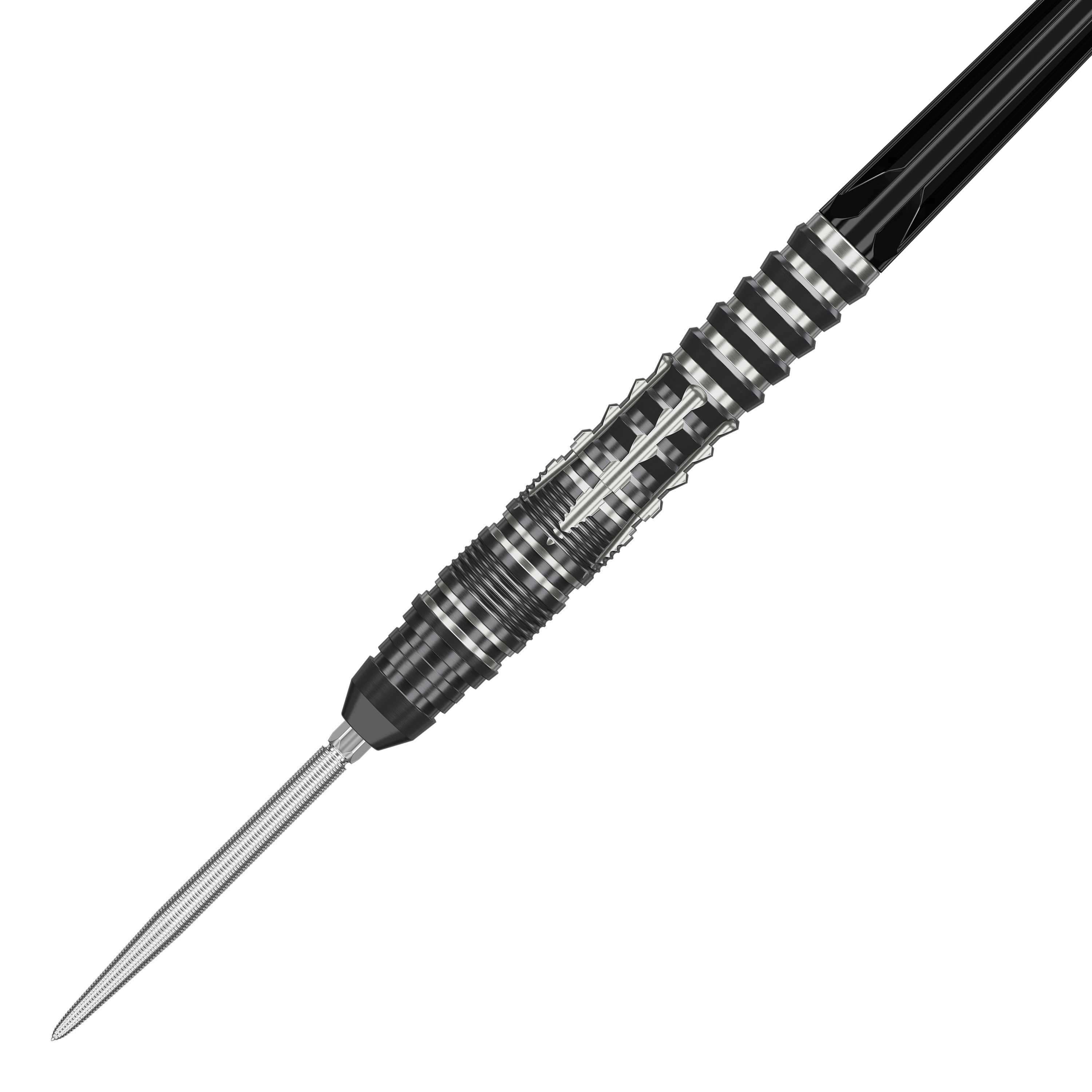Das Foto zeigt die Target Japan Black Marque Blaze Swiss Point Steeldarts - 23g. Die Darts verfügen über spezielle Spitzen für optimale Leistung beim Spiel.
